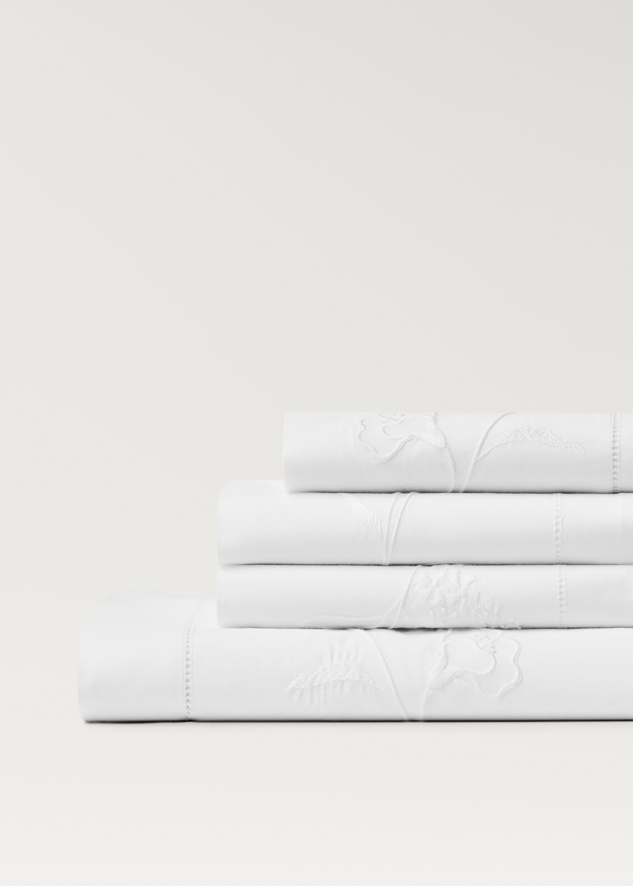 Sábana encimera algodón bordado a mano flor cama 150/160 cm - Detalle del artículo 2