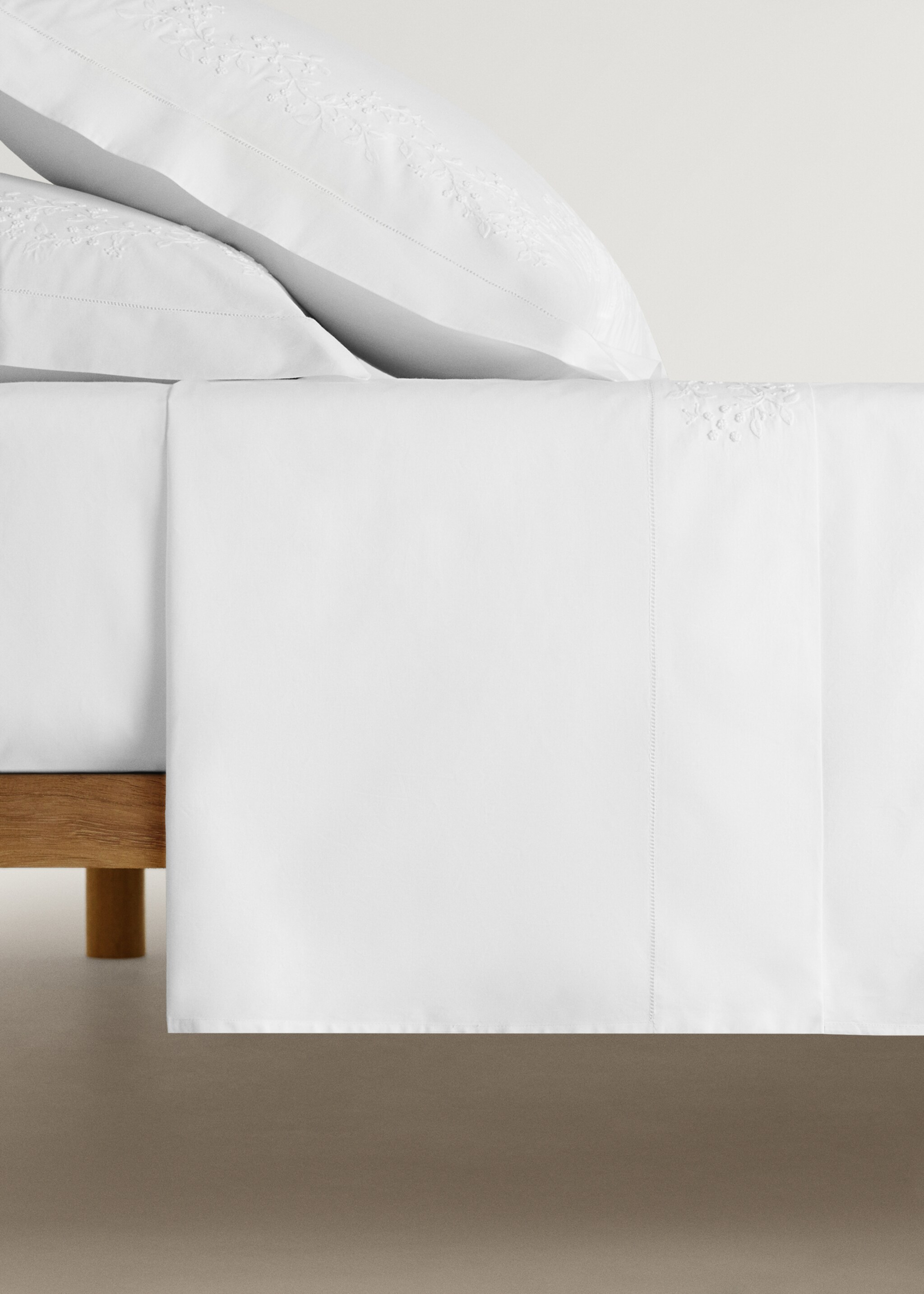 Lenzuolo superiore percalle di cotone ricamo fiore letto 180/200 cm - Articolo senza modello