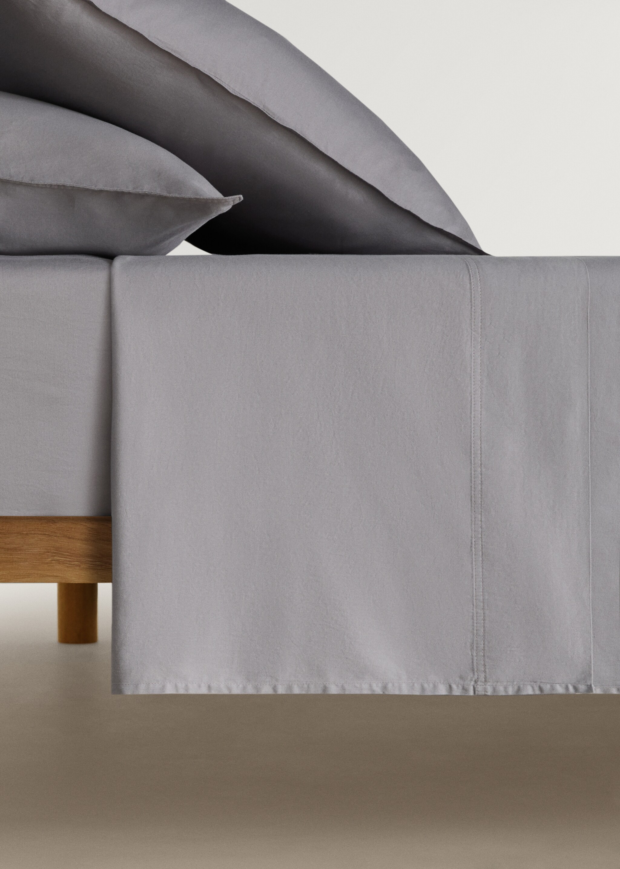 Sábana encimera algodón satén lavado doble pespunte cama 150/160 cm - Article sense model