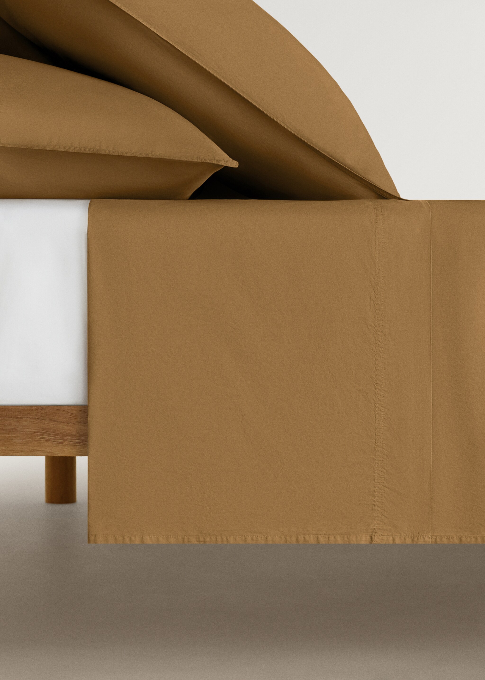 Drap plat popeline de coton double surpiqûre lit 150/160 cm - Article sans modèle