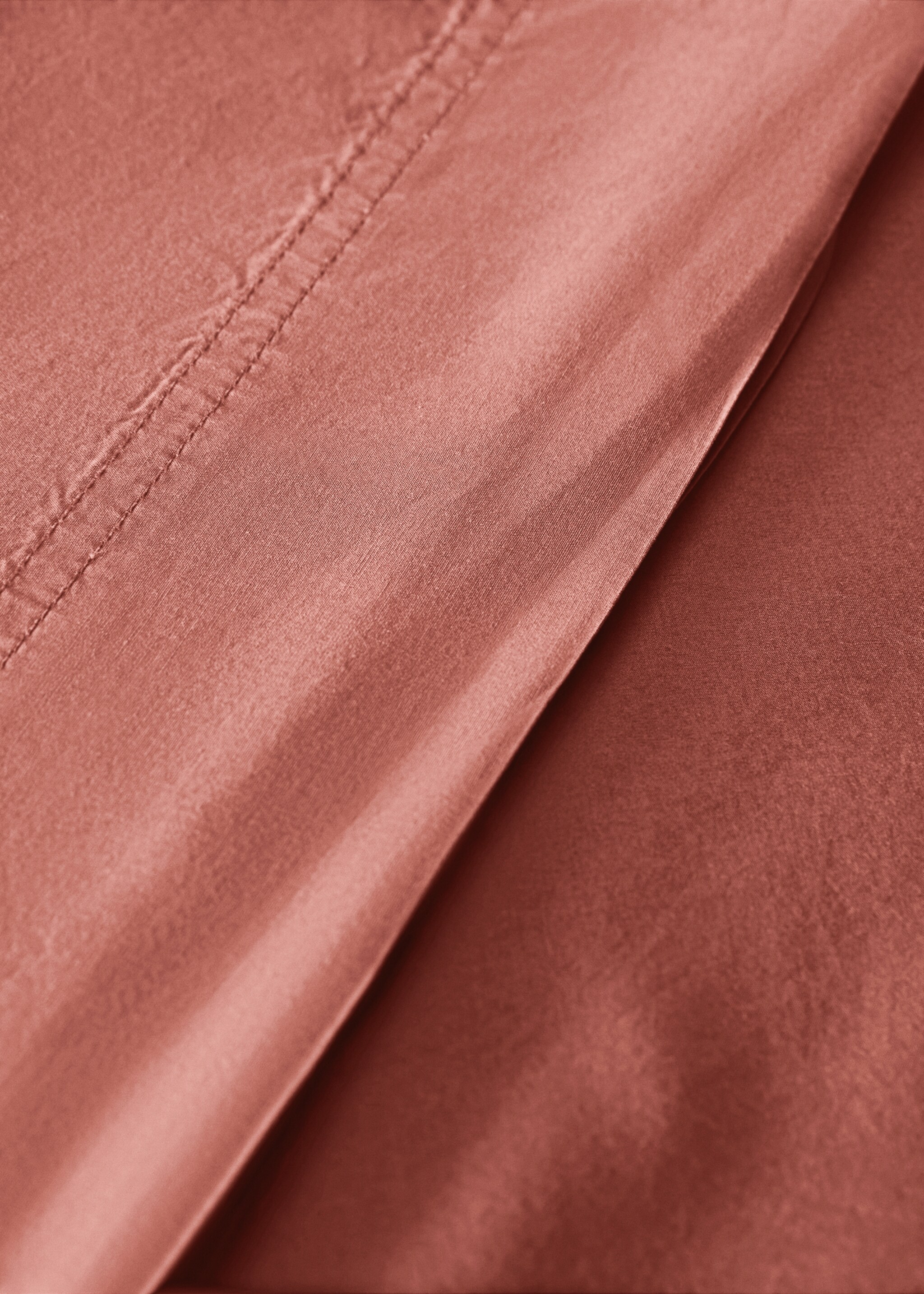 Cotton poplin double-stitched top sheet for 150/160 cm bed - Details of the article 2, Medium Pink. Ref: 87023032-00.