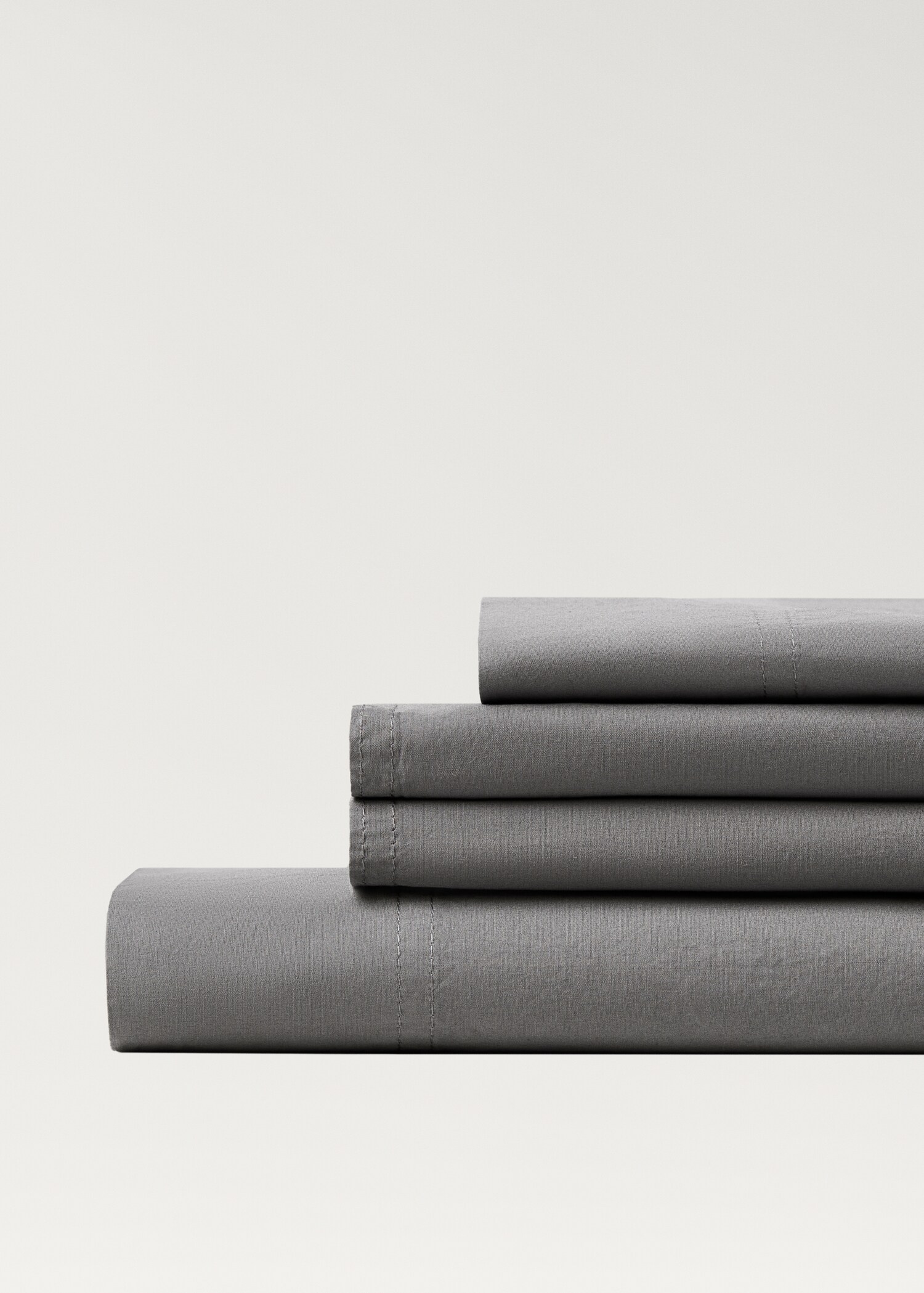 Drap plat popeline de coton double surpiqûre lit 150/160 cm - Détail de l'article 3