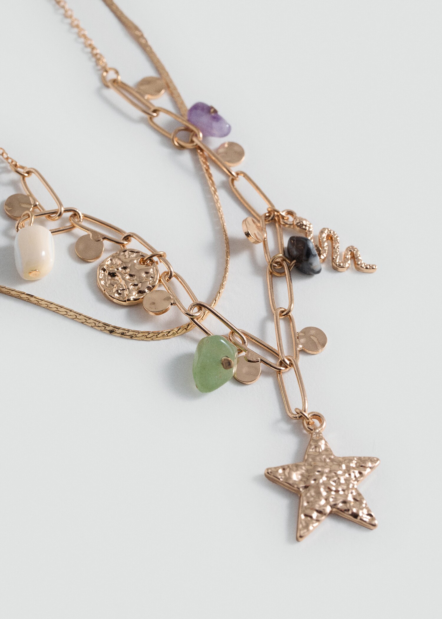 Collar cadenas colgantes - Plano medio