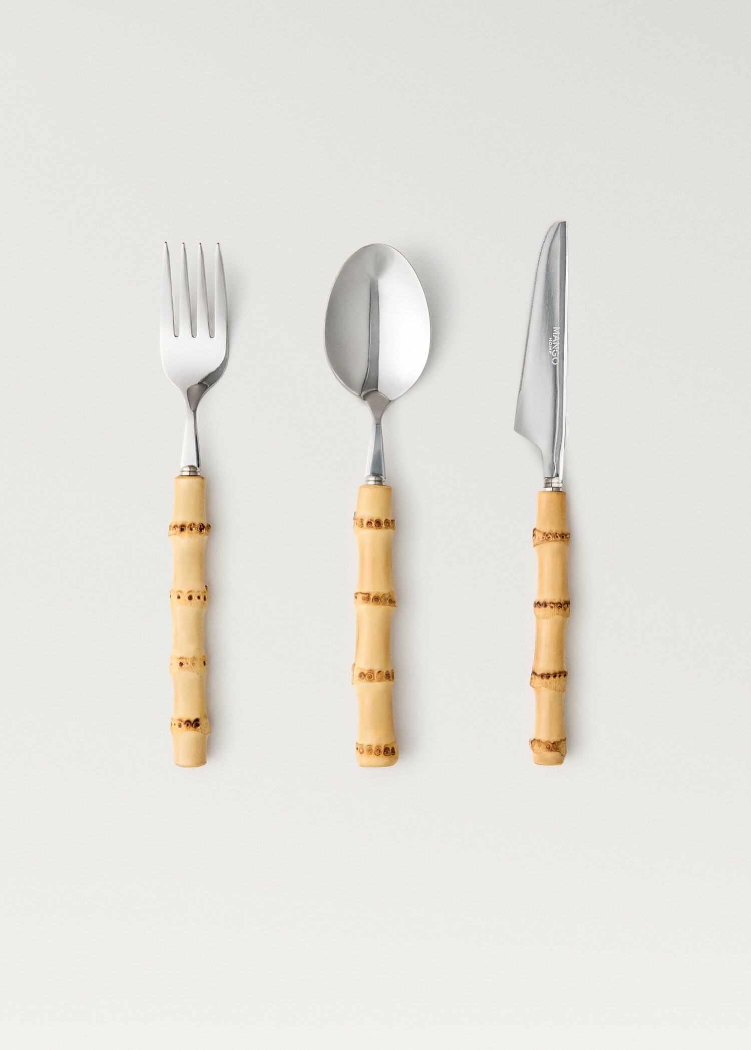 Set de couverts 3 pièces manche bambou - Article sans modèle