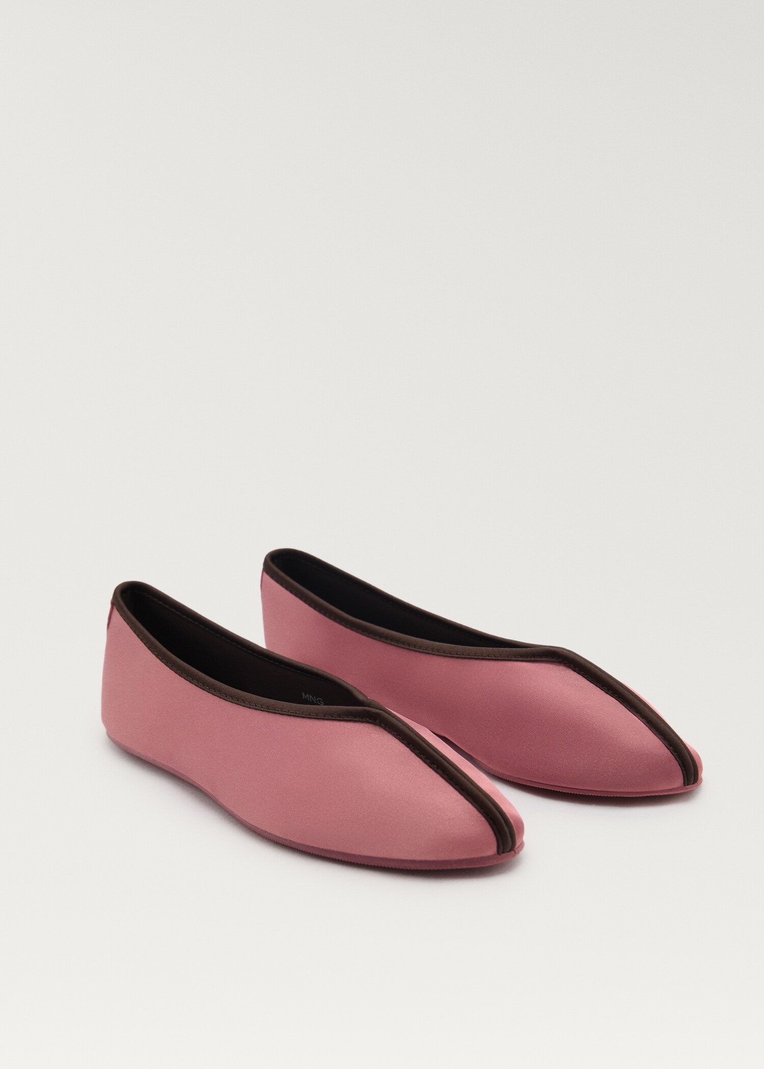 Satin ballet flats with contrast piping - Medium plane