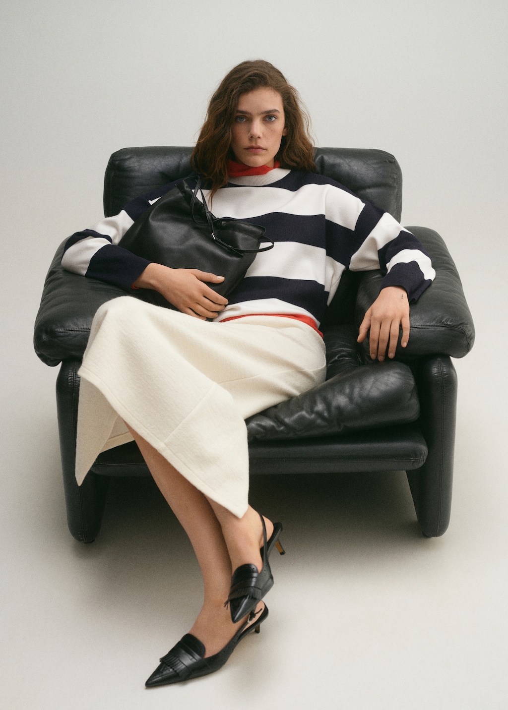 Round-neck striped sweater