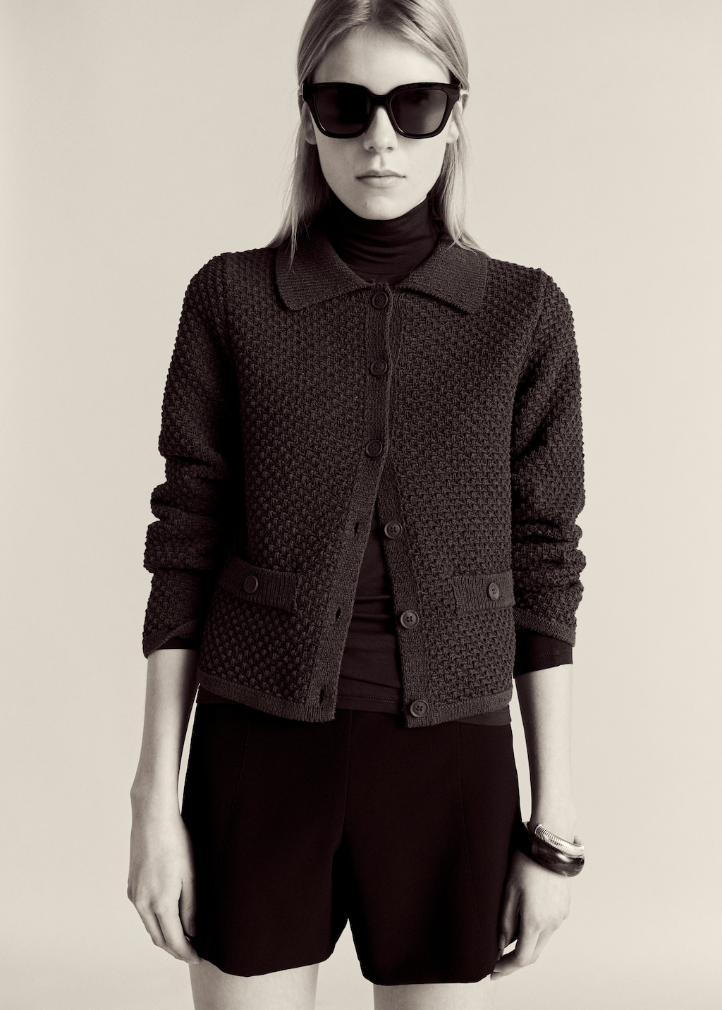 Polo-neck knitted jacket - Women | MNG Australia