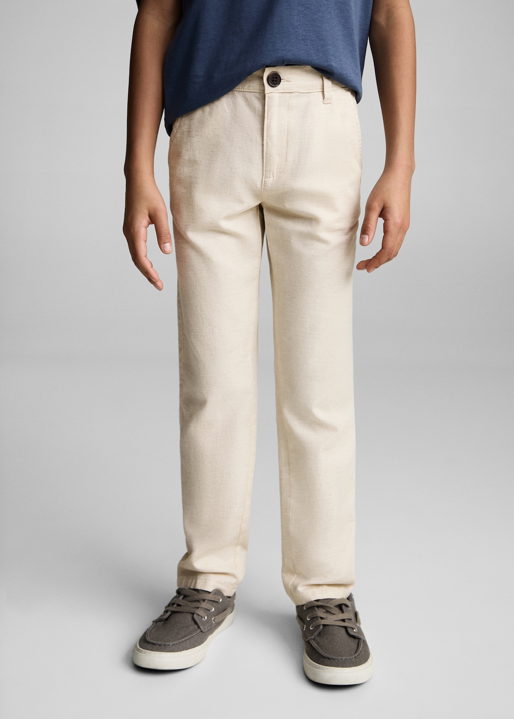 Cotton linen-blend trousers