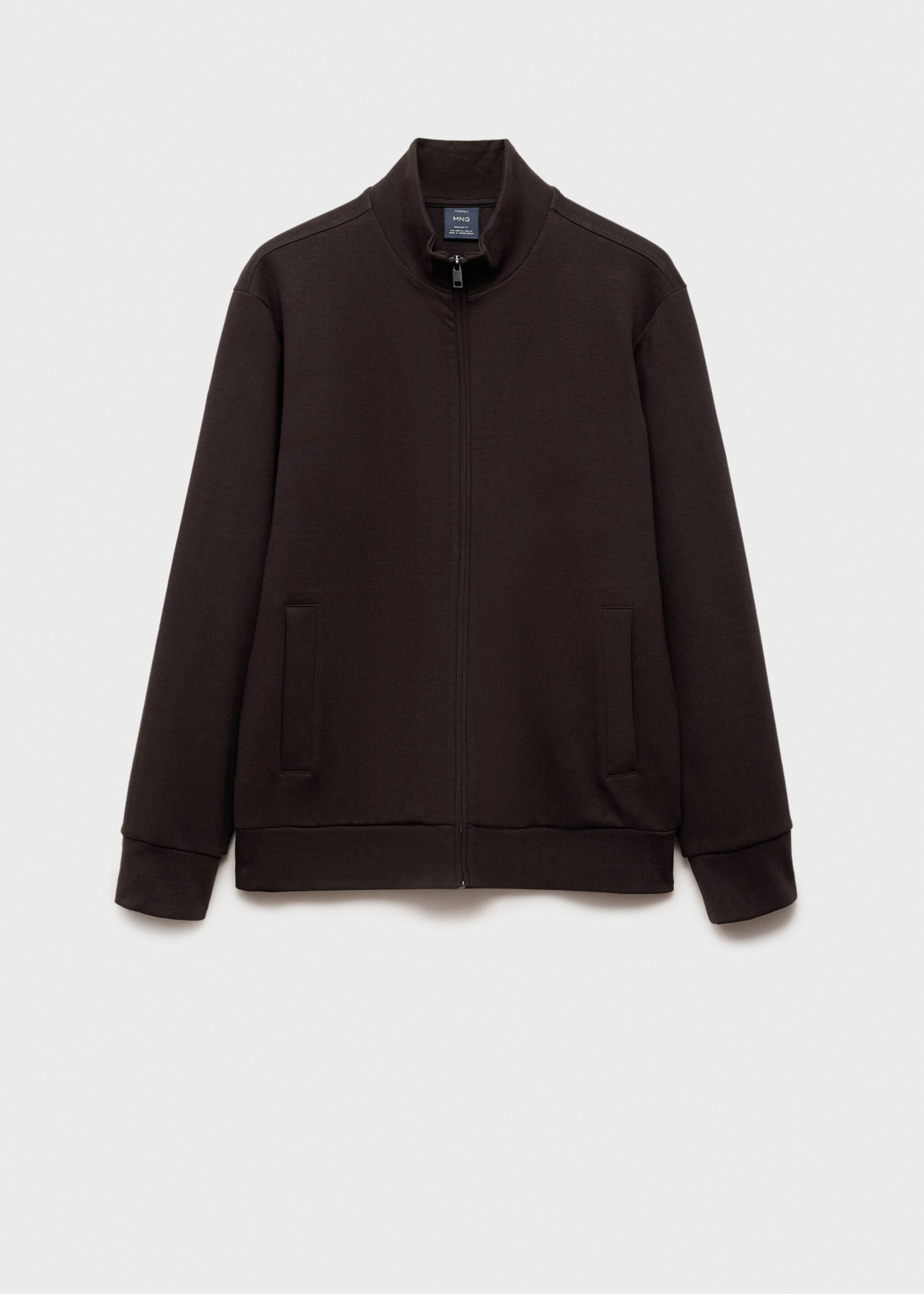 Sweatshirt i bomull med perkinskrage och dragkedja - Artikel utan modell
