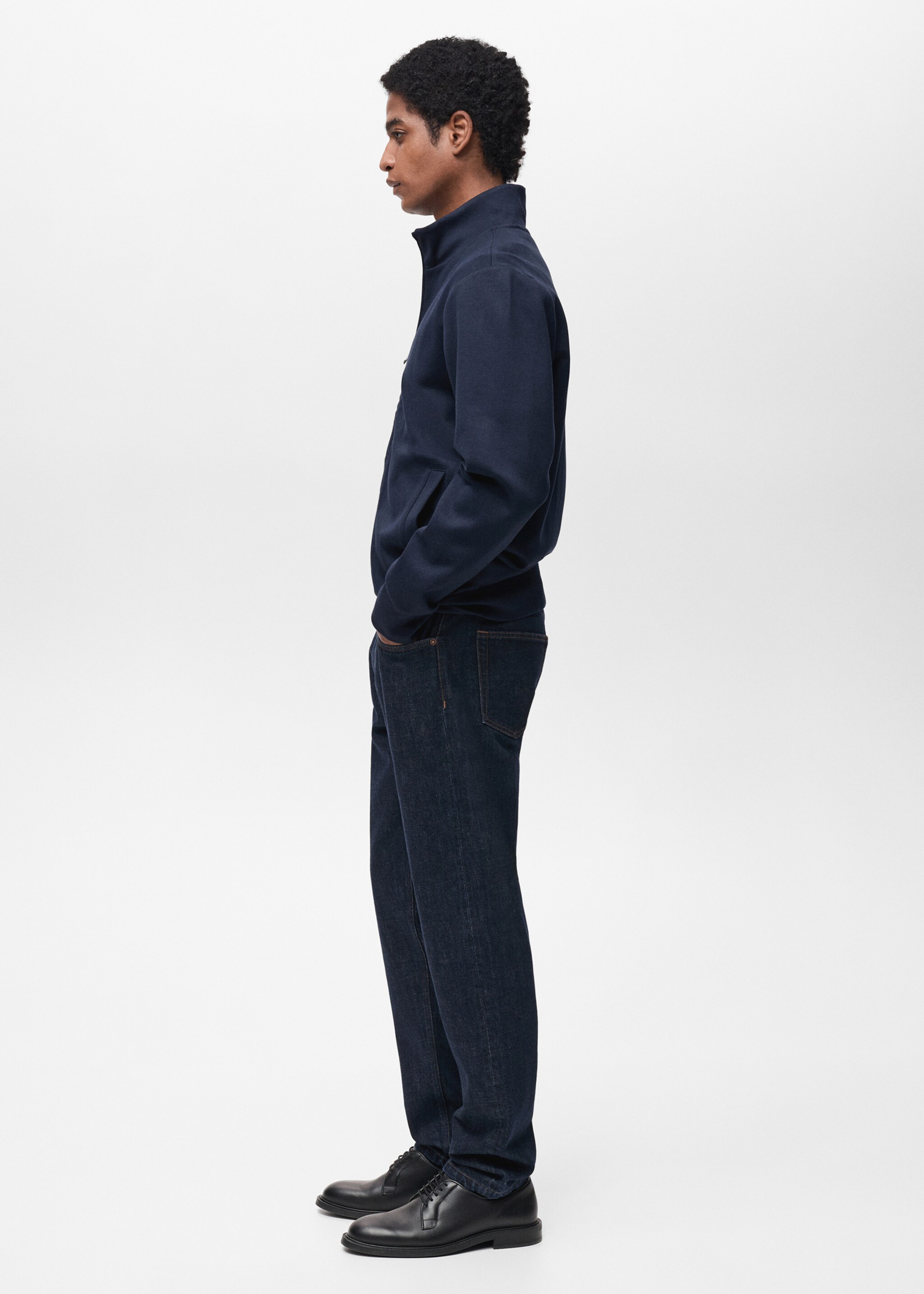 Cotton perkins-neck sweatshirt with zip - Details of the article 2