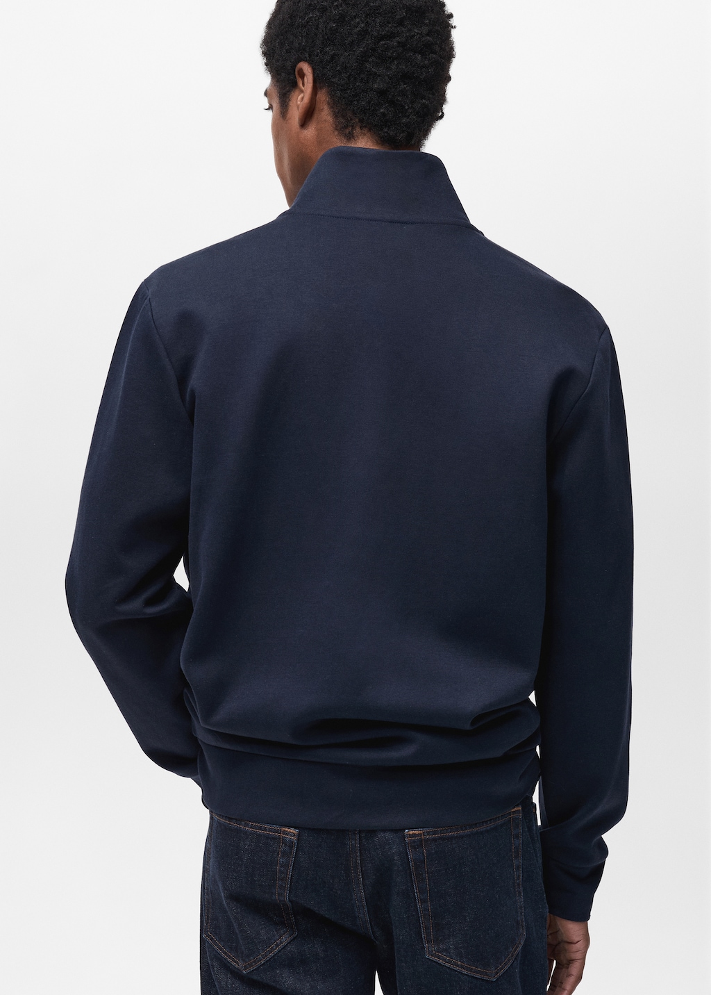 Cotton perkins-neck sweatshirt with zipper - Men | MANGO USA