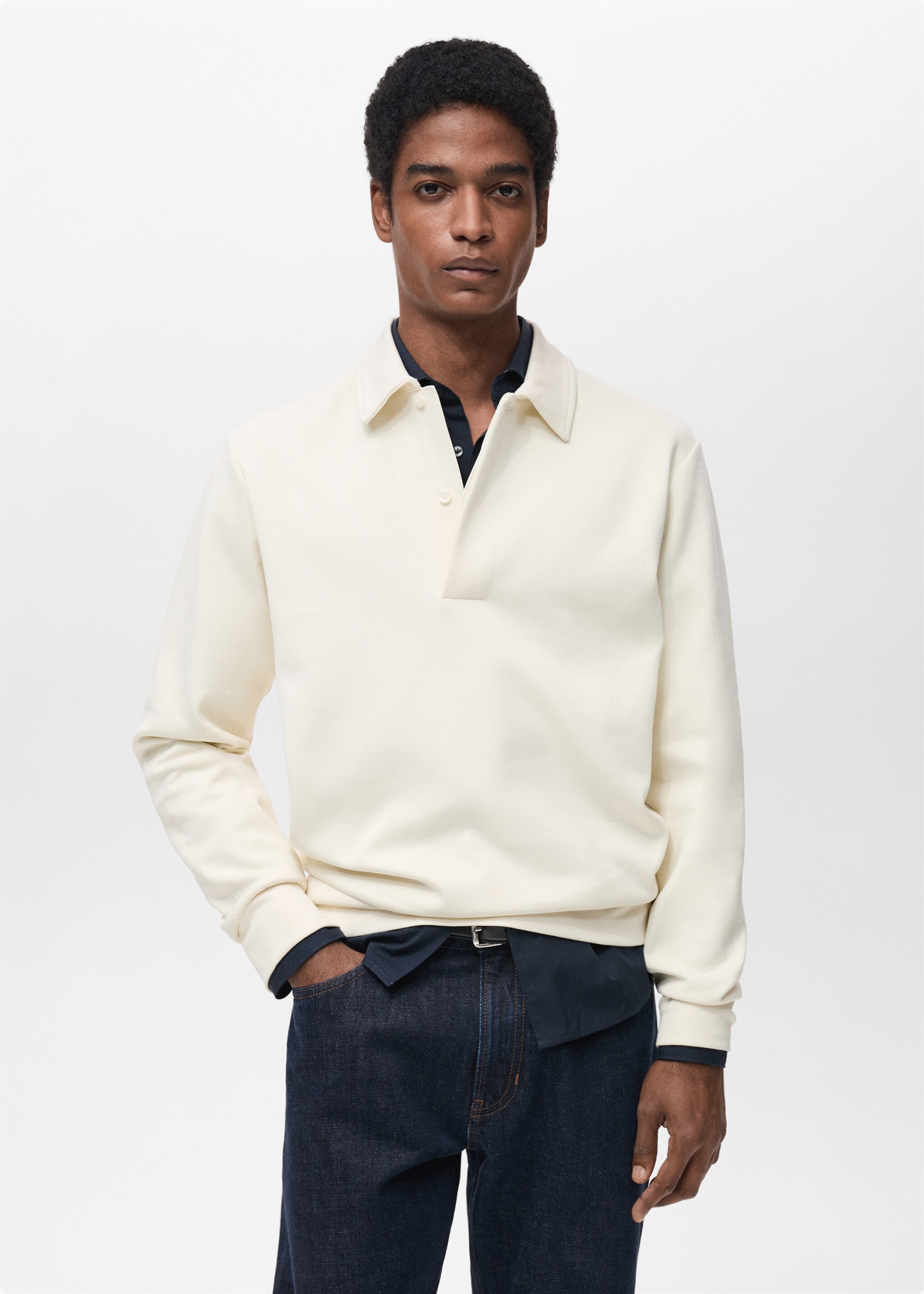 Regular-fit cotton polo sweatshirt - Medium plane