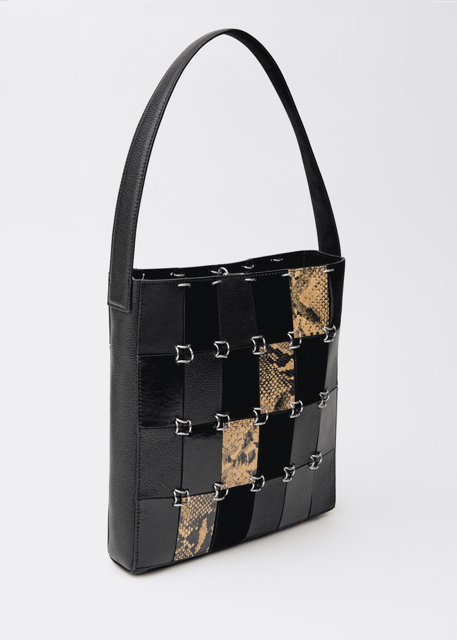 Ledertasche in kombinierter Patchwork-Optik - Mittlere Ansicht