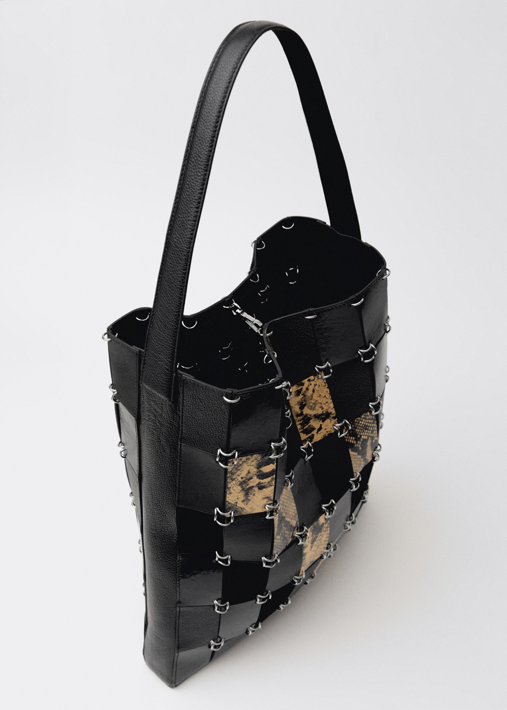 Shopperveske i skinn med kombinert patchwork - Artikkeldetalj 4