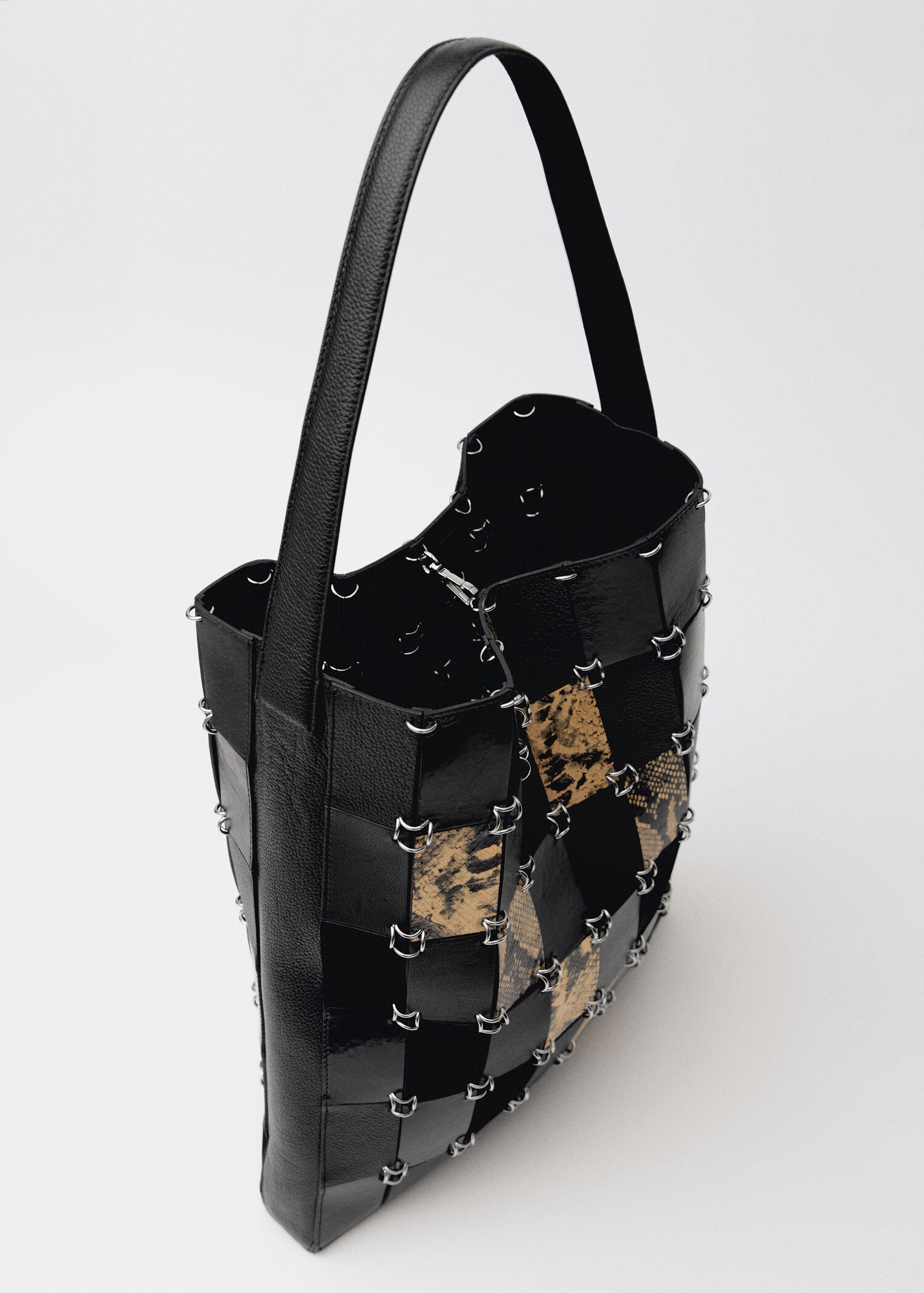 Patchwork deri shopper çanta - Ürün detayı 4