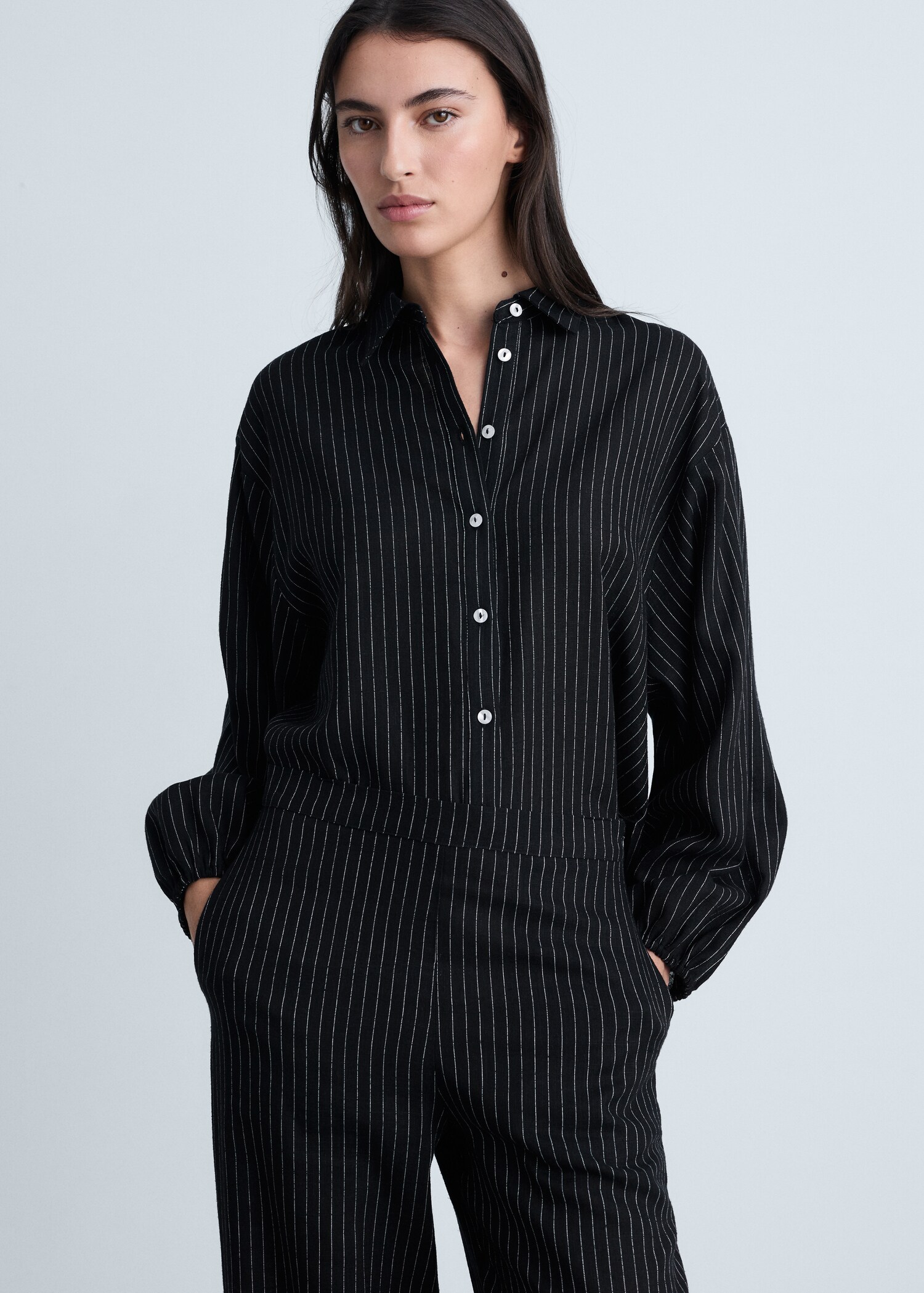 Pantalon droit à rayures - Détail de l'article 1