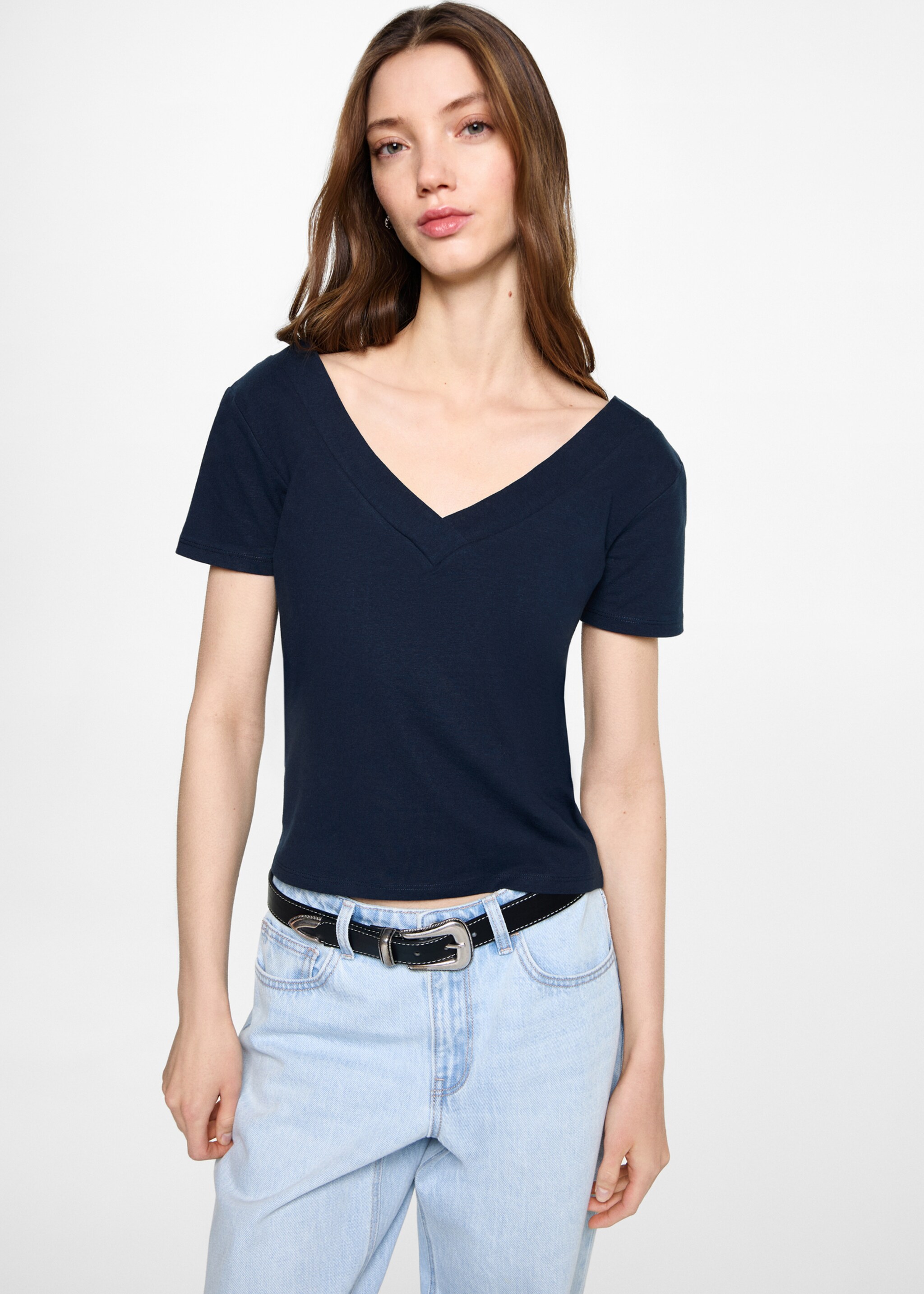 Halter-neck knitted top with fringe detail - Medium plane