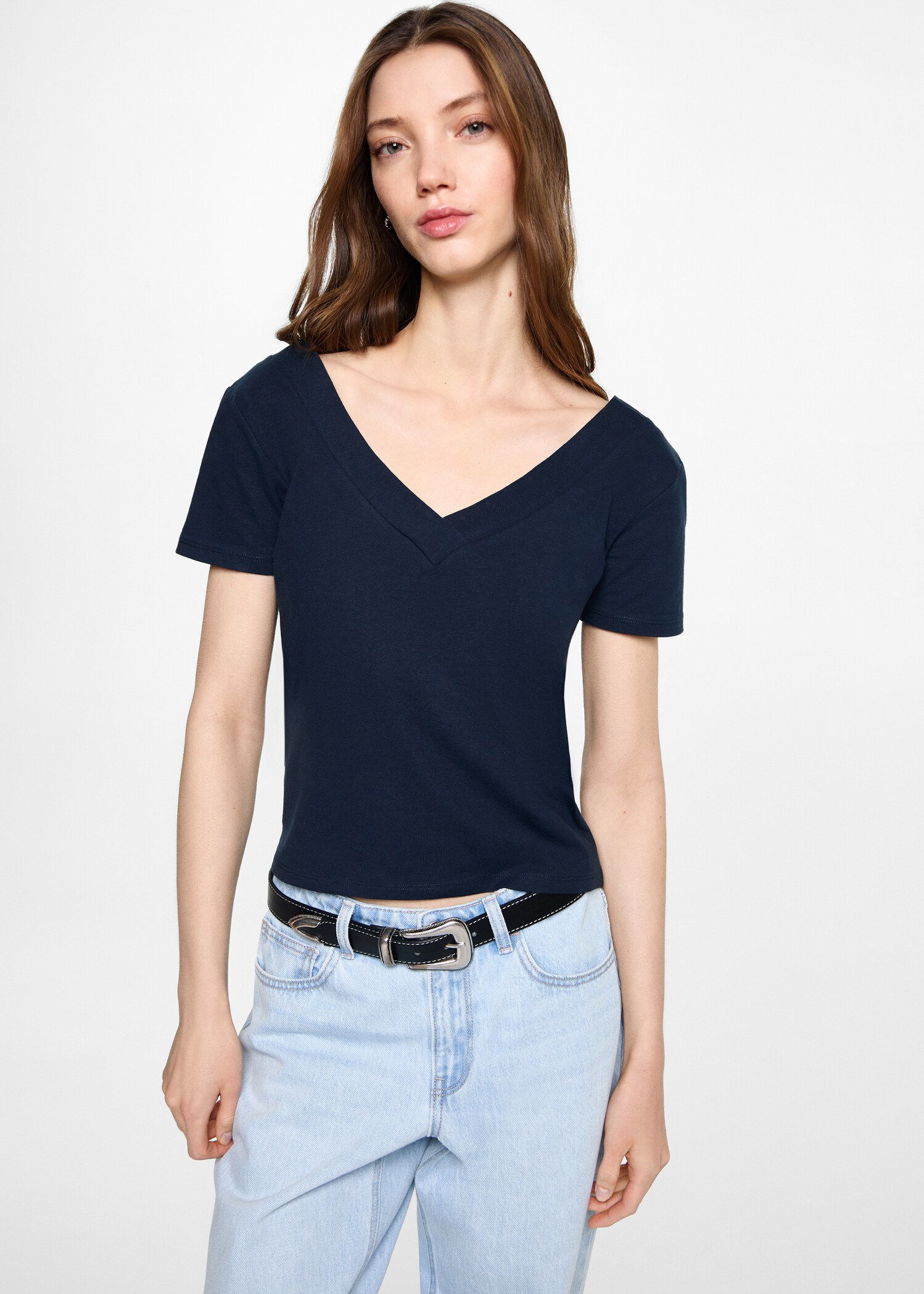 Halter-neck knitted top with fringe detail - Medium plane