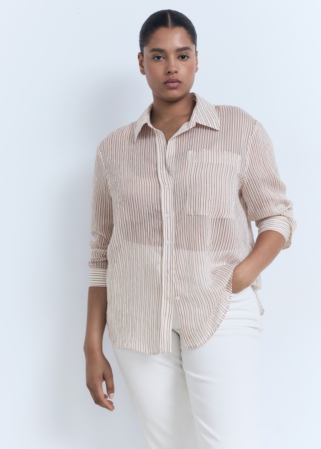 Semi-transparent striped shirt