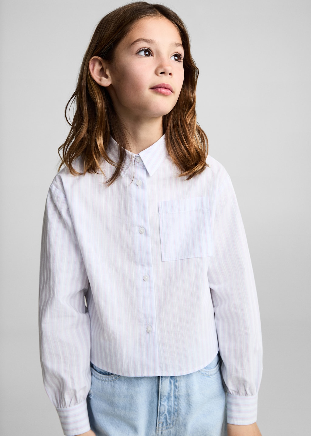 【2plan】Patty striped box collar T-shirt LCW Kids Peter Pan Collar Striped Girls' T-Shirt -W4BJ48Z4