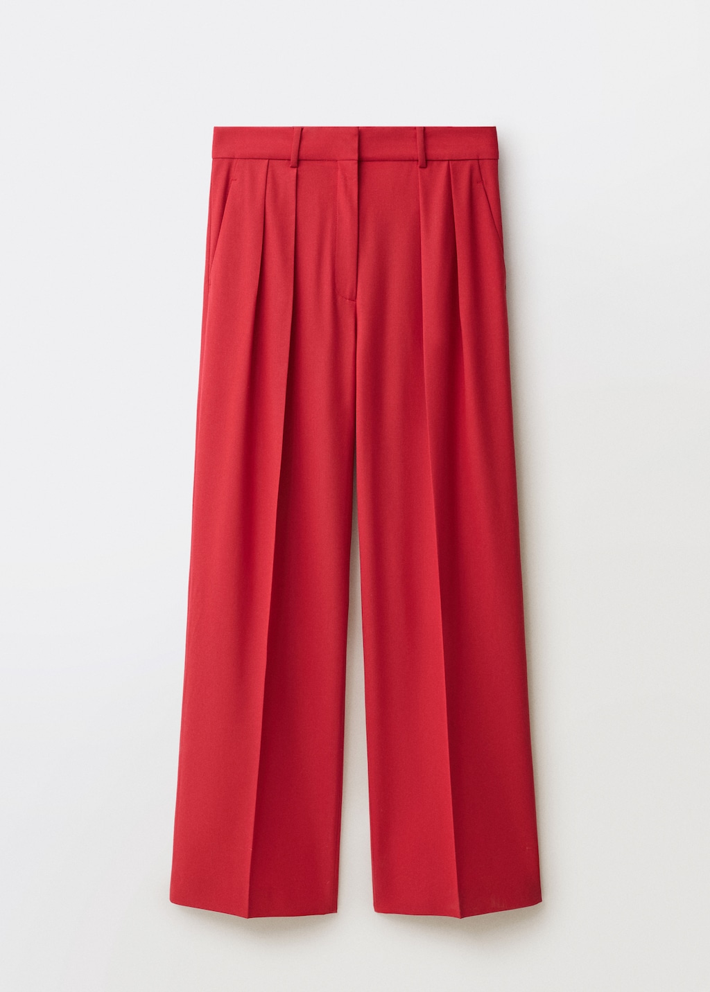 Wide leg wool-blend suit pants