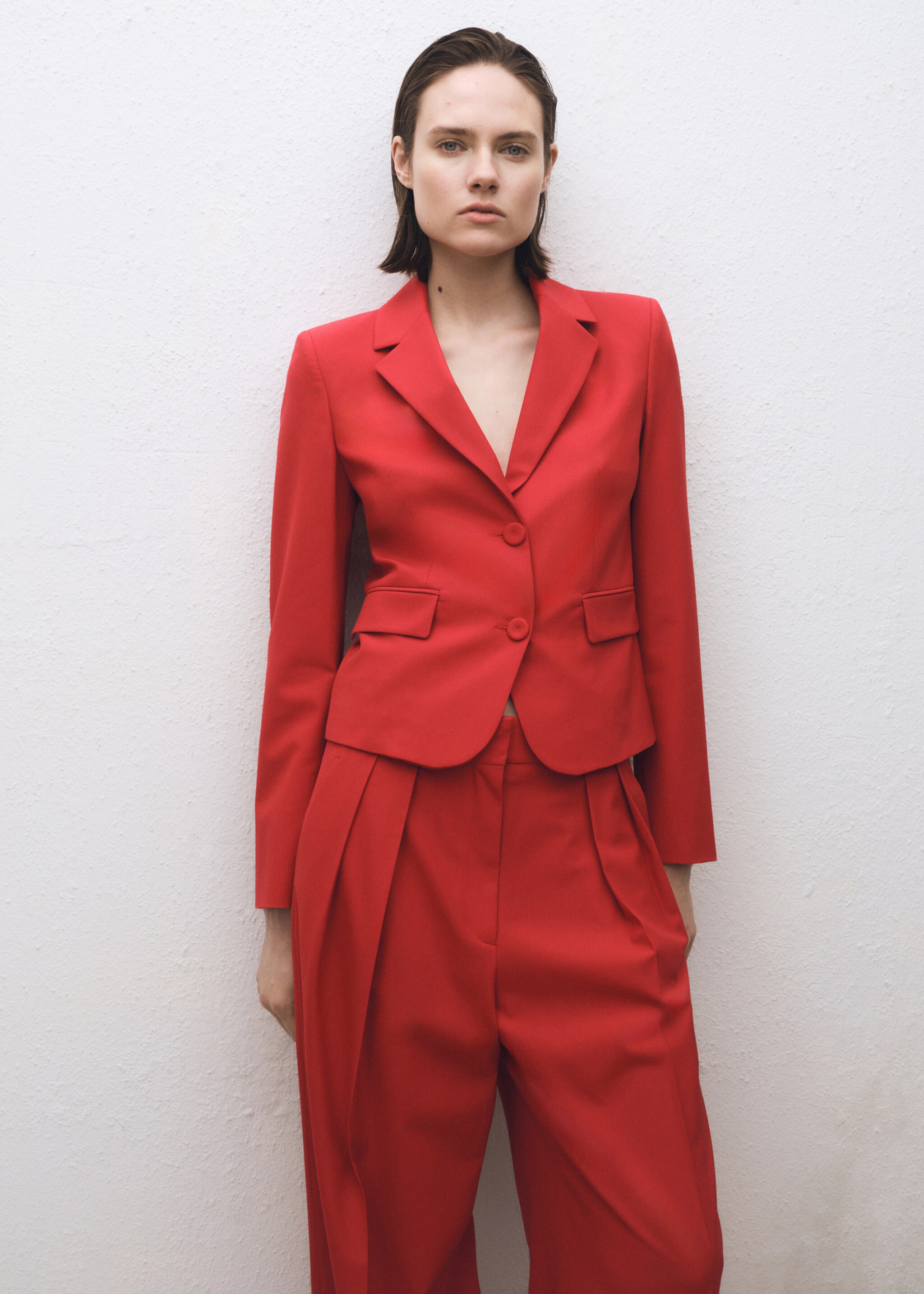 Wide-leg wool-blend suit trousers - Details of the article 1