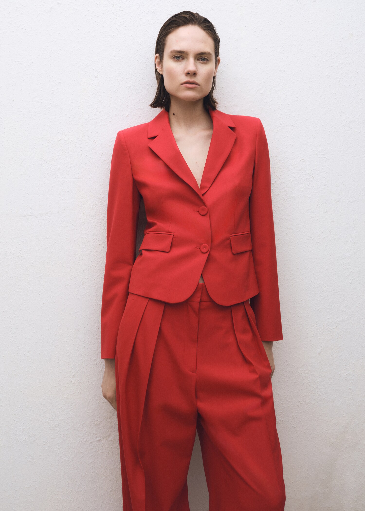 Wide-leg wool-blend suit trousers - Details of the article 1