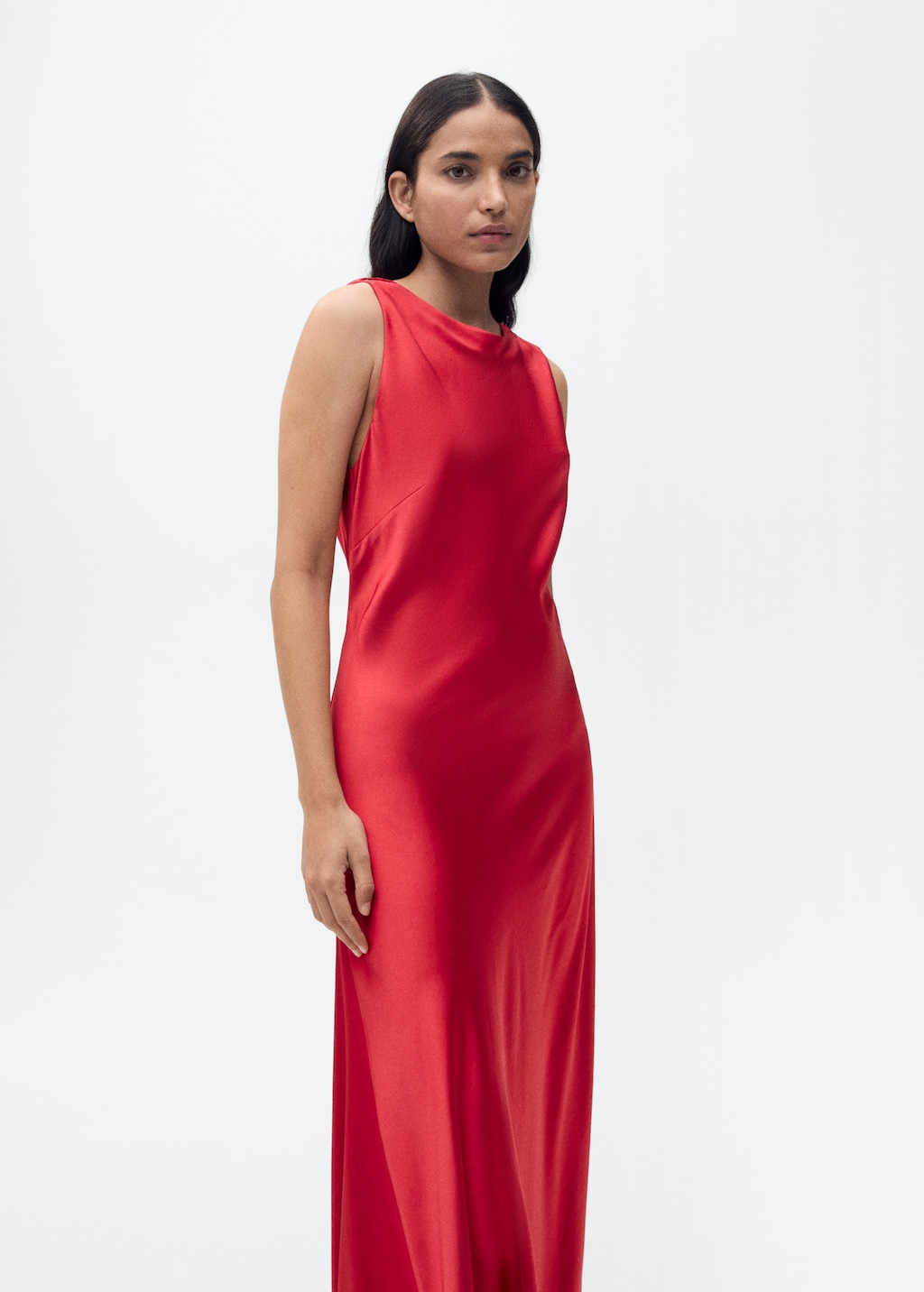 Mango Open-back satin-effect dress