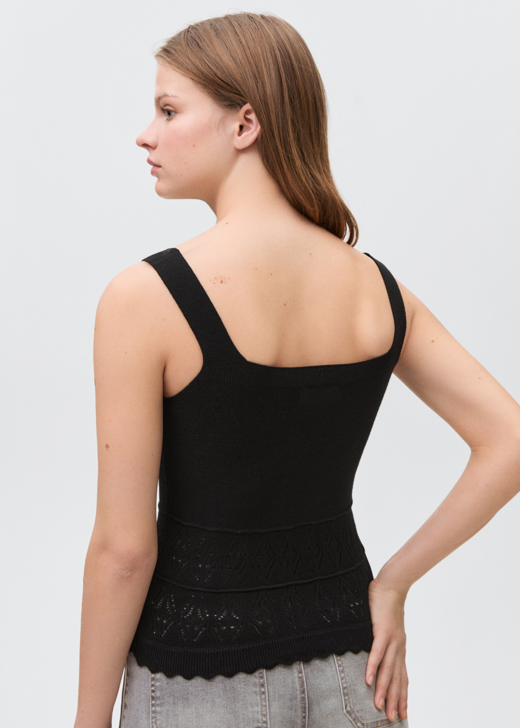 Top maglia dettagli traforati - Retro dell'articolo