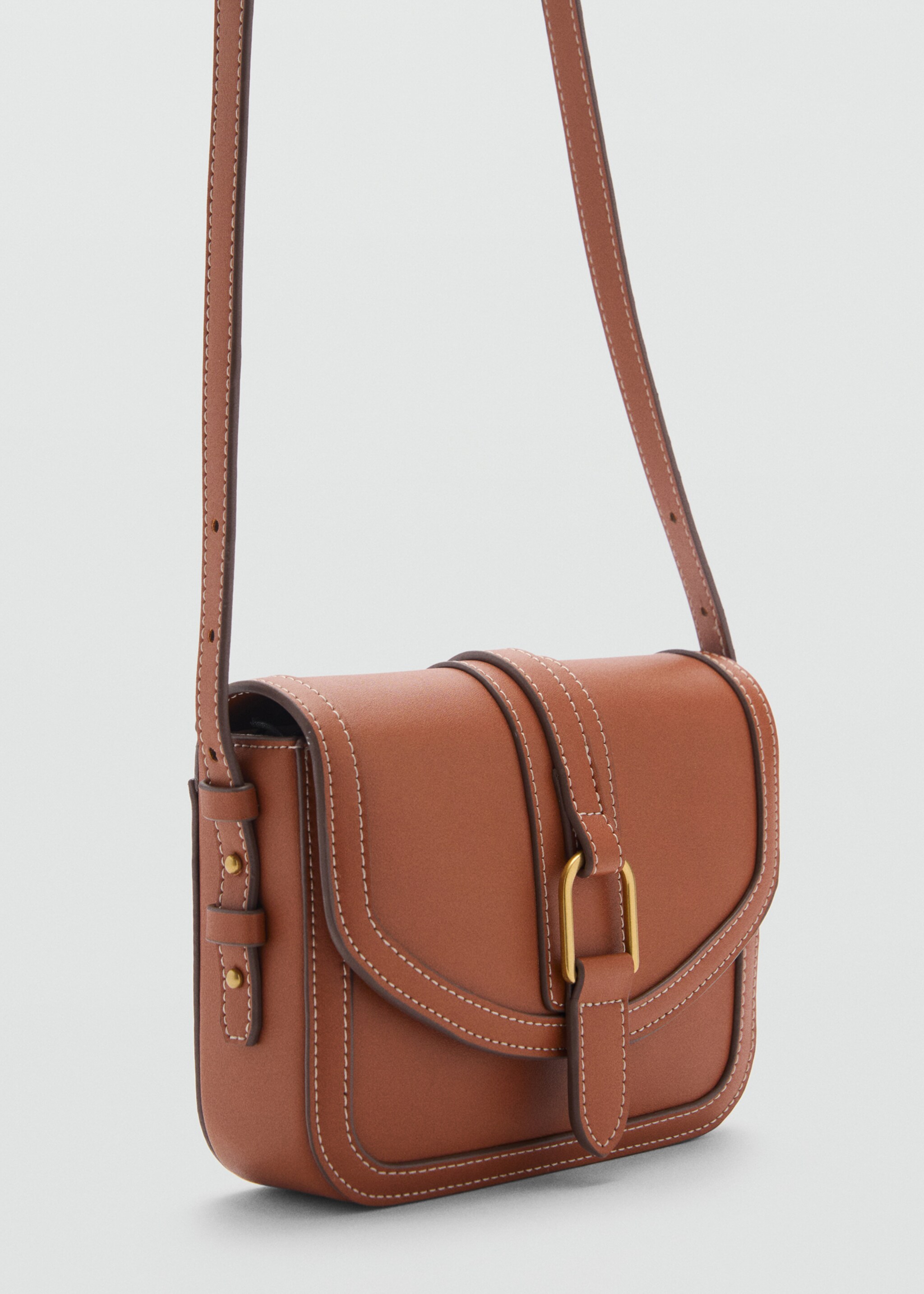Leather-effect shoulder bag with buckle - Medium plane