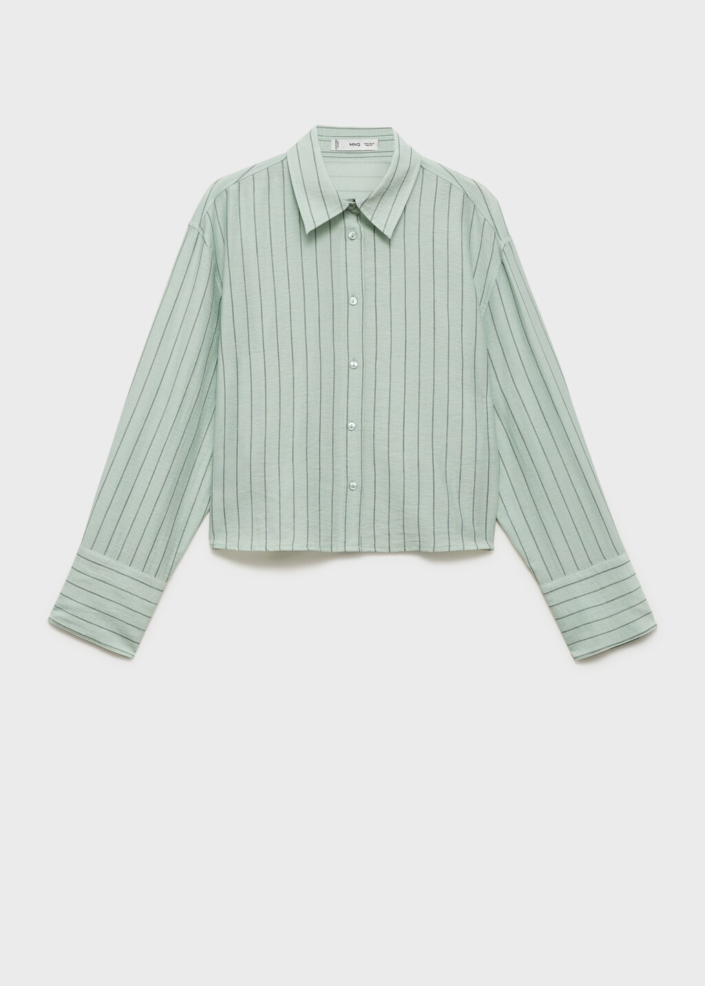 1LDK SELECT - MY___ STRIPED CROPPED SHIRT グリーン MY 1LDK STRIPED CROPPED SHIRT グリーン0