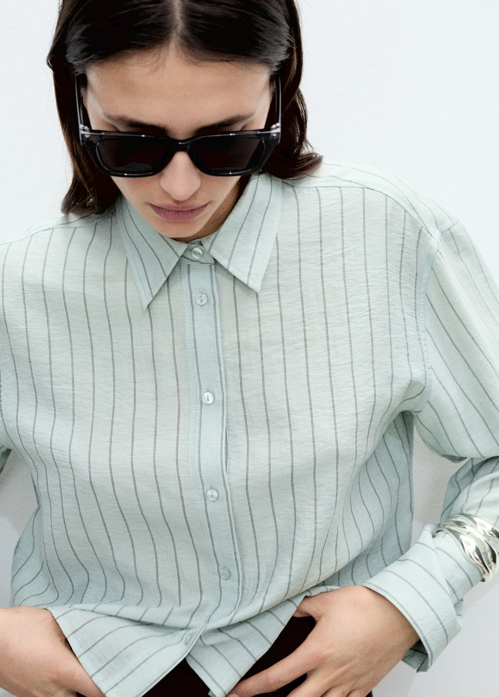 Striped cropped shirt - Women | MANGO USA