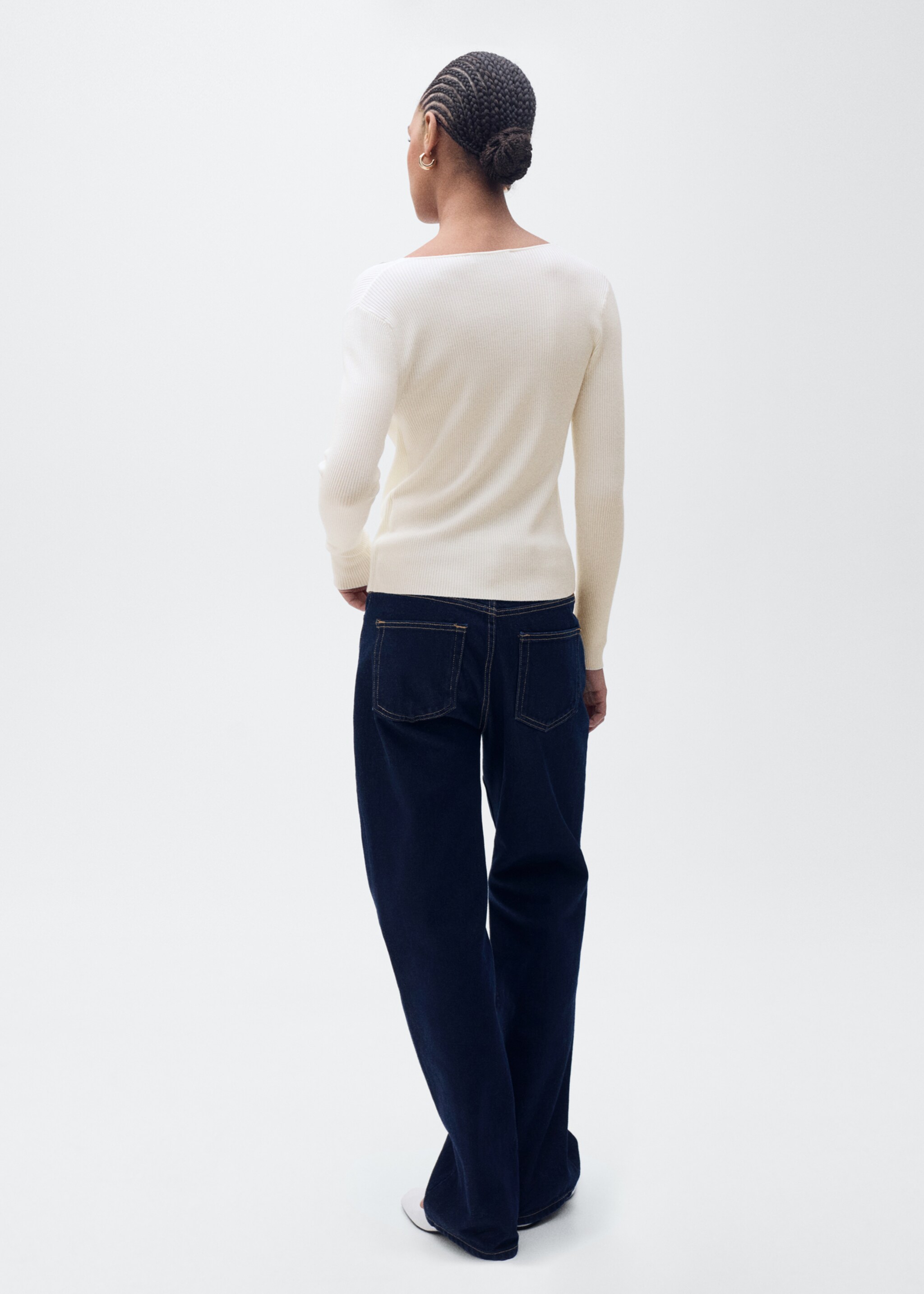 Combined V-neck knitted cardigan - Reverse of the article