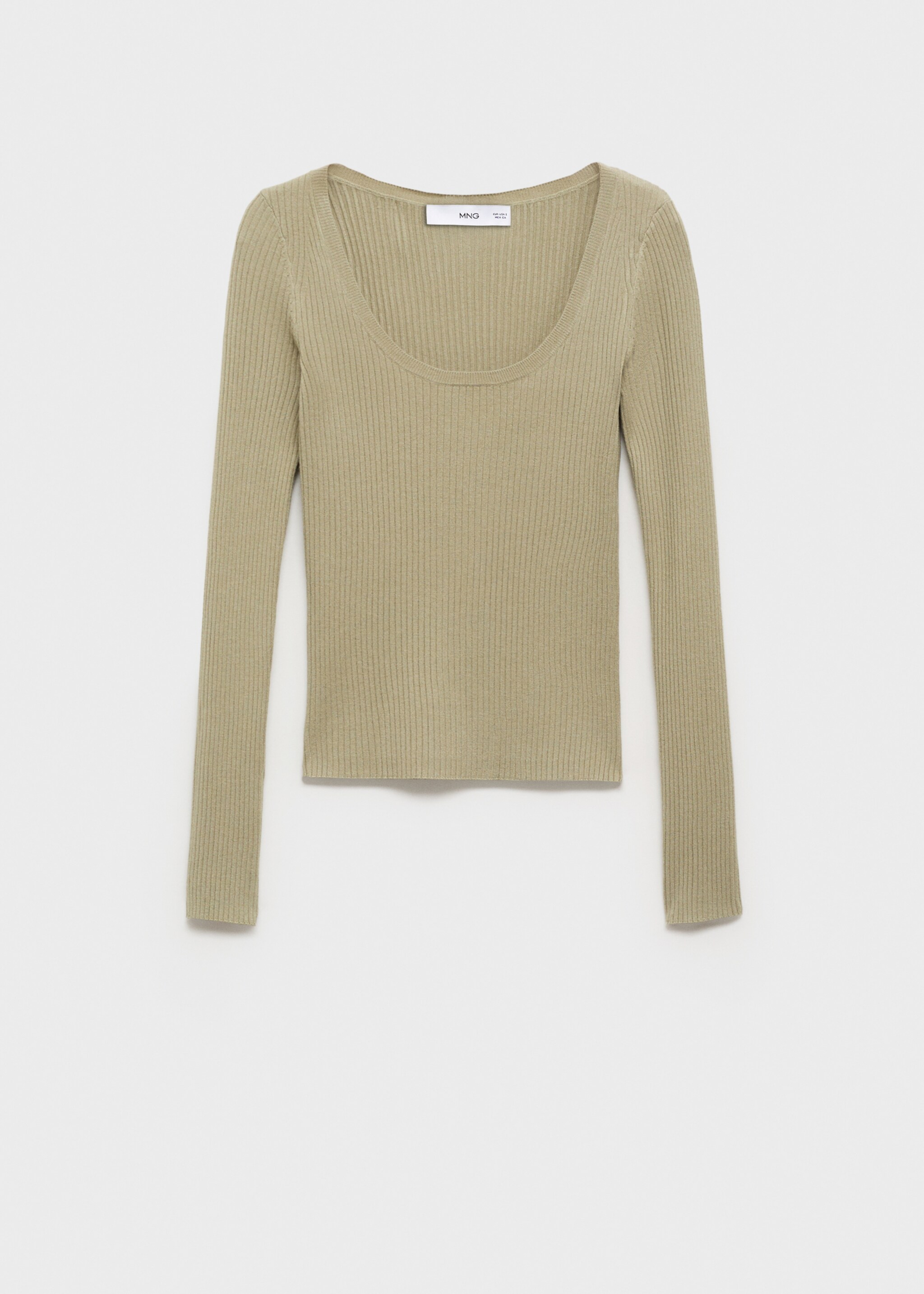 Knitted ribbed sweater - Article without model, Khaki. Ref: 87025753-00.