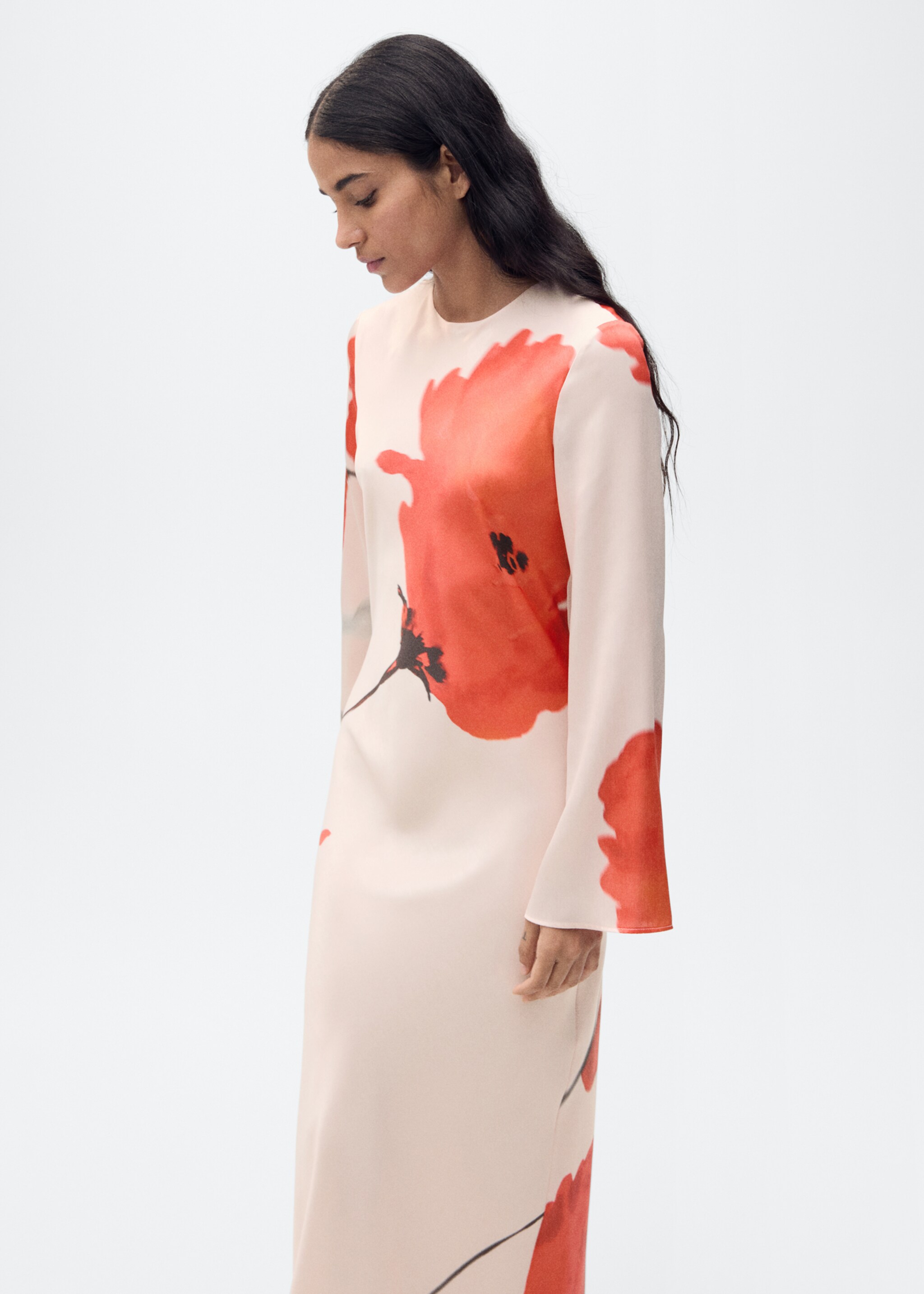 Satin dress with floral print - Medium plane
