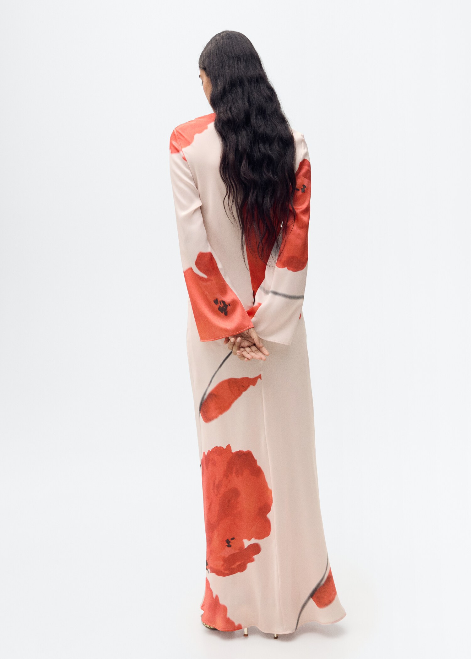 Satin dress with floral print - Reverse of the article