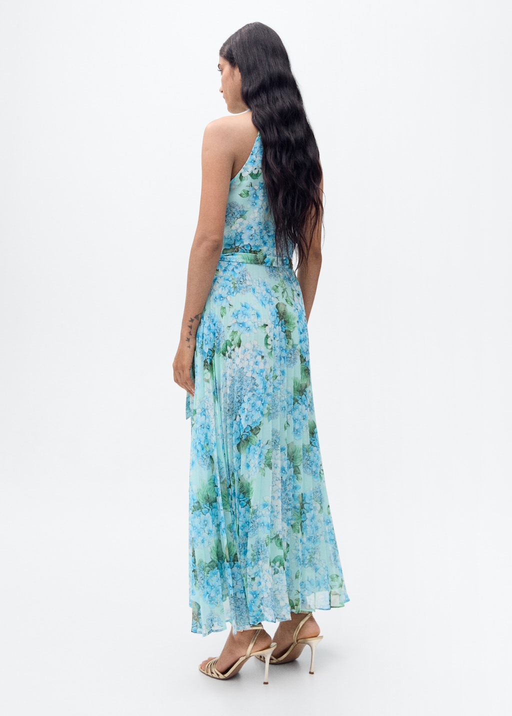 Floral-print pleated dress