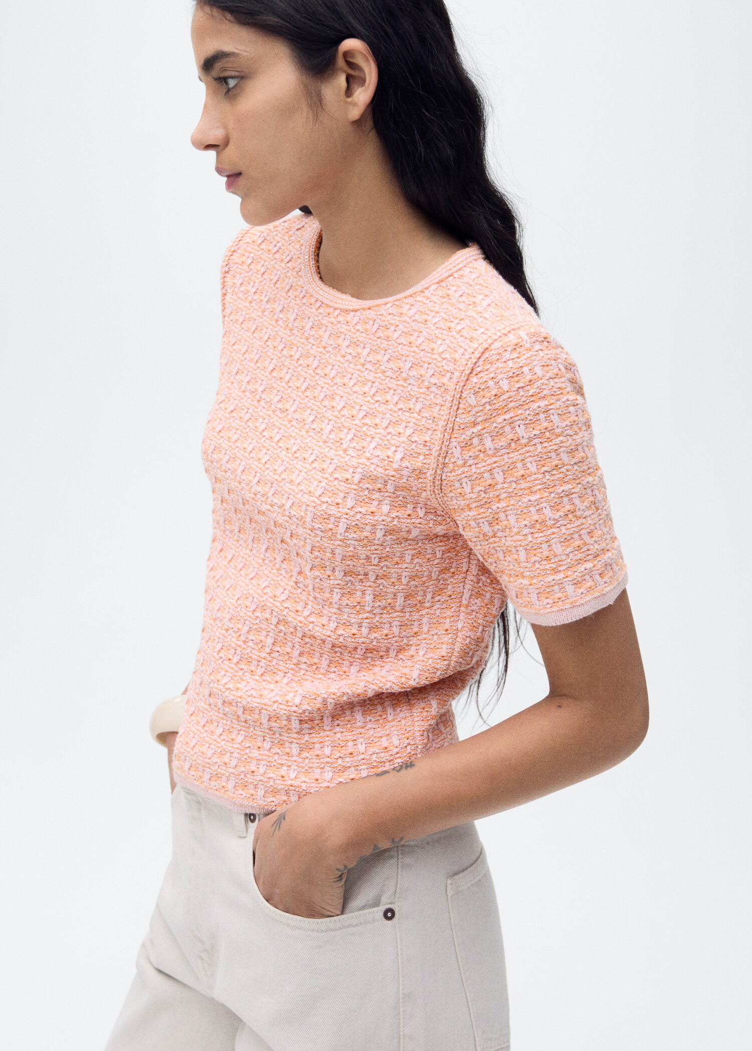 Short-sleeved tweed sweater - Details of the article 6