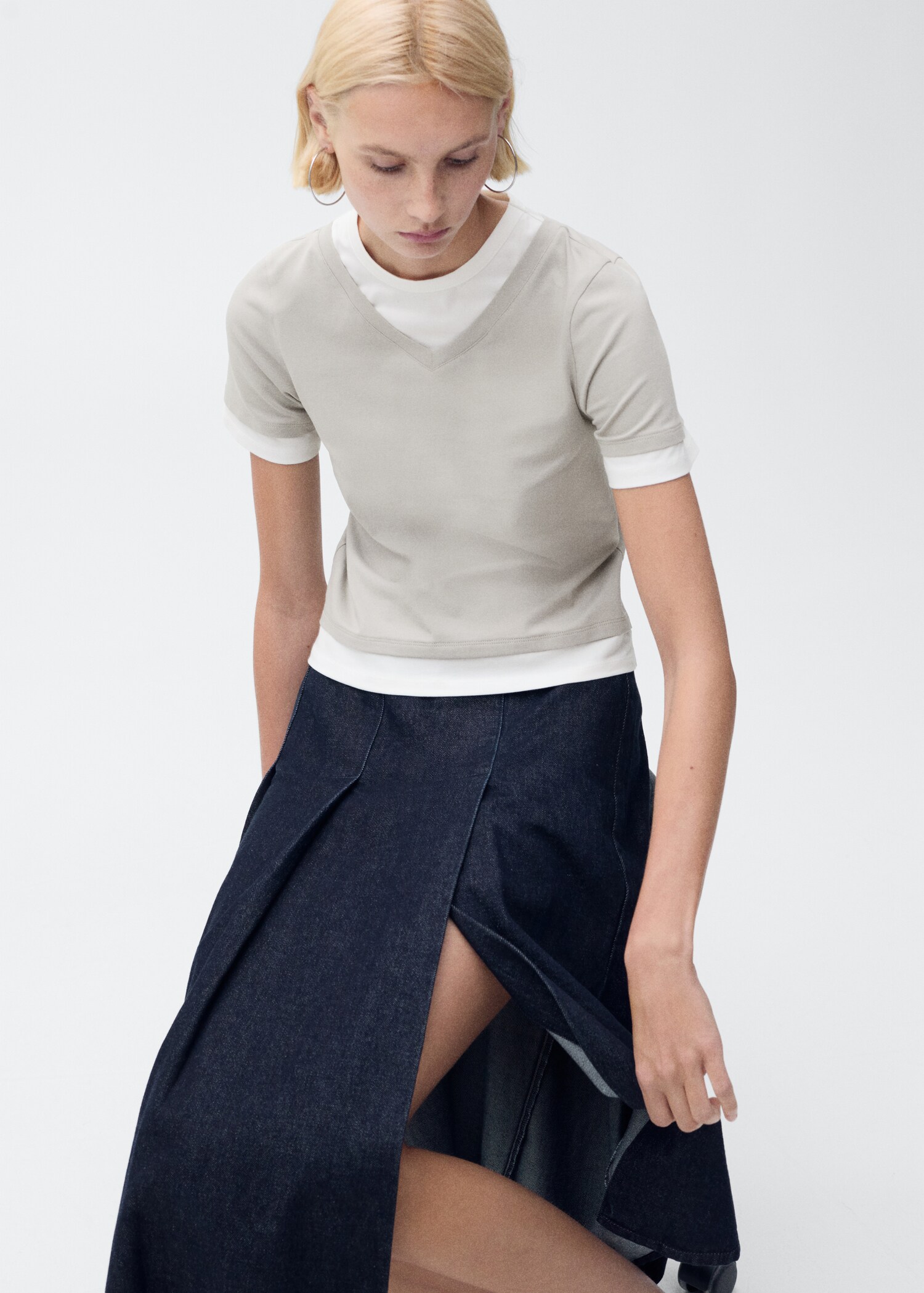 T-Shirt im Material-Mix - Detail des Artikels 2