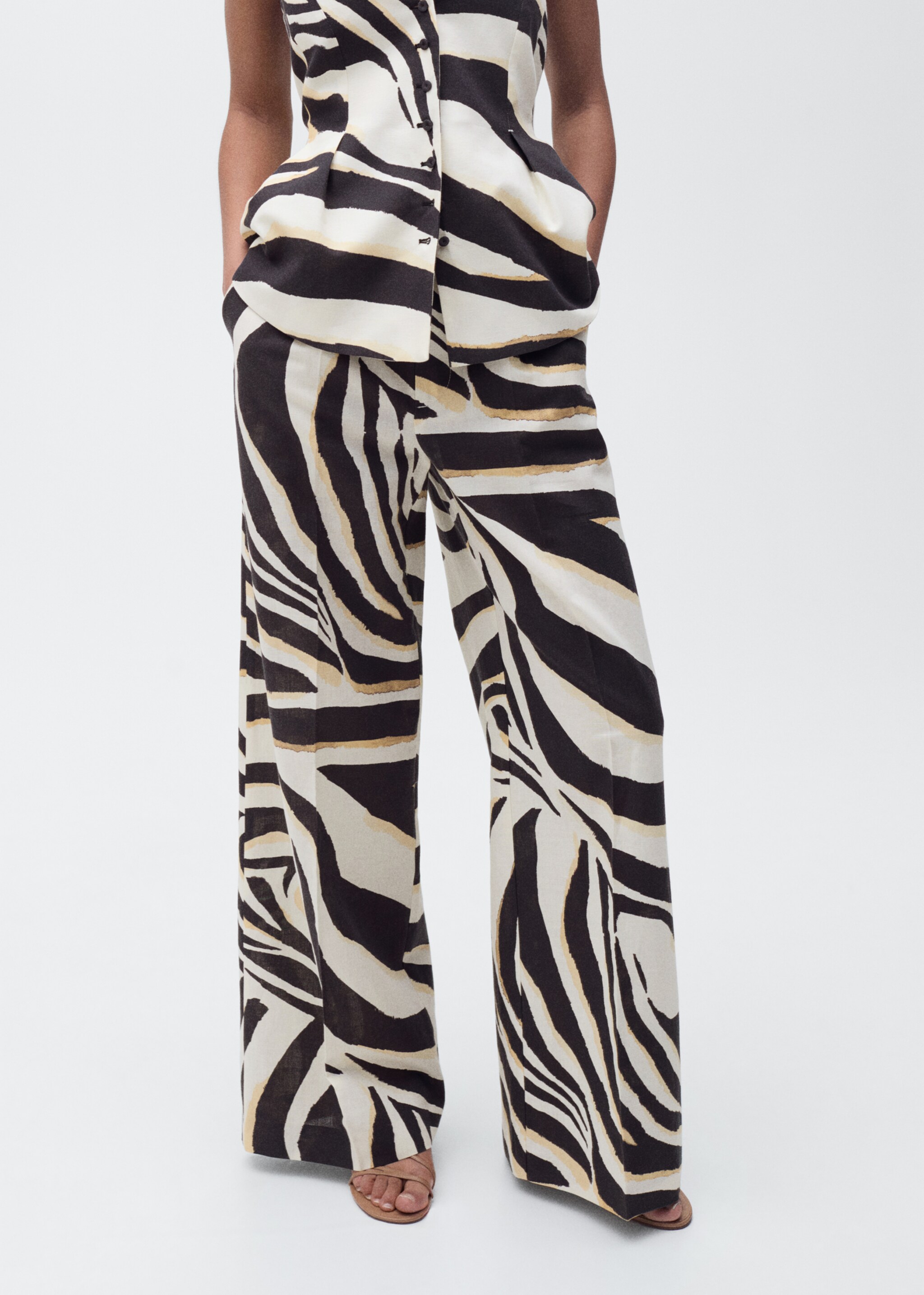 Linen wide-leg zebra-print trousers - Details of the article 6