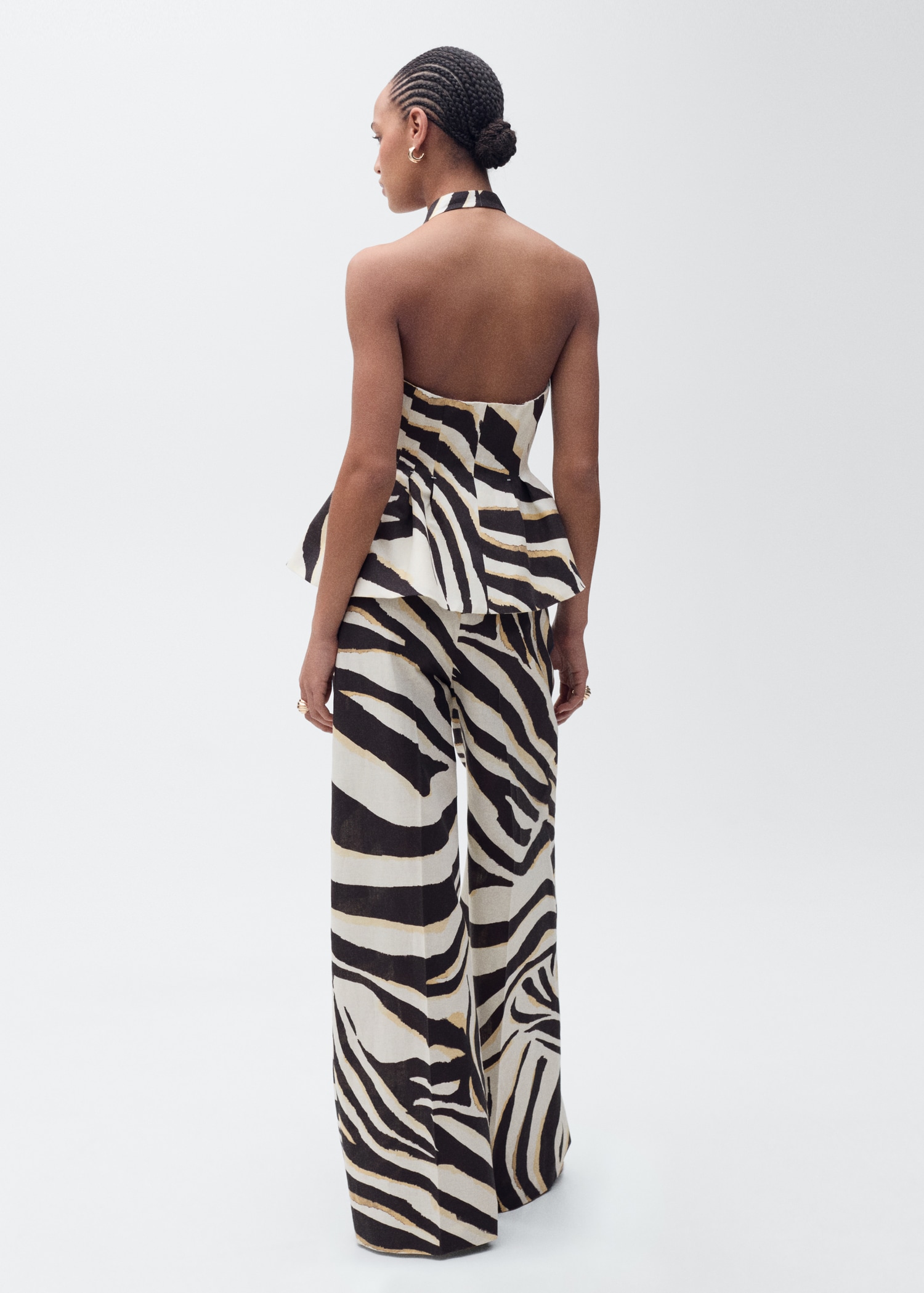 Linen wide-leg zebra-print trousers - Reverse of the article