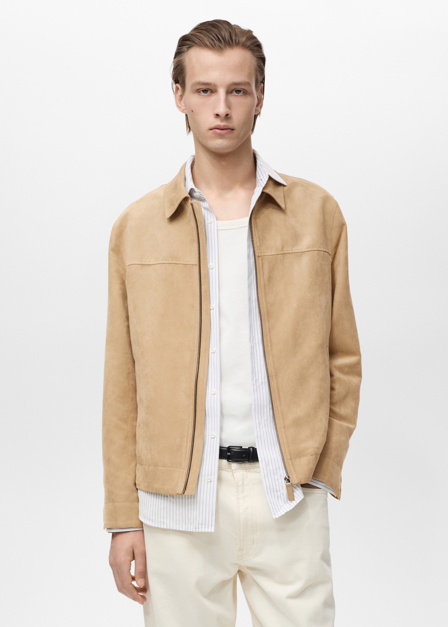 Suede-effect jacket with zip - Medium plane