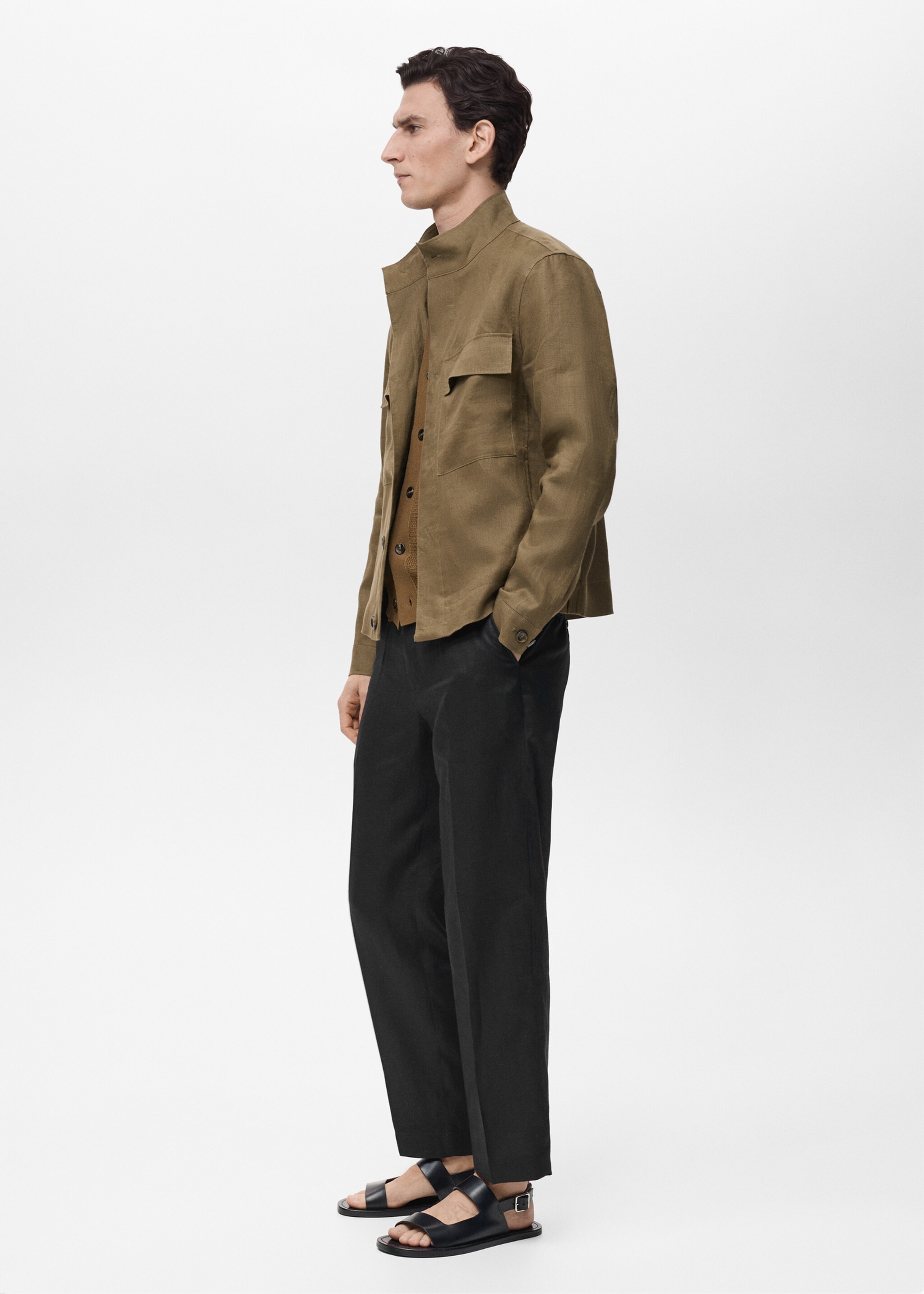 100% linen turtleneck jacket - Details of the article 2