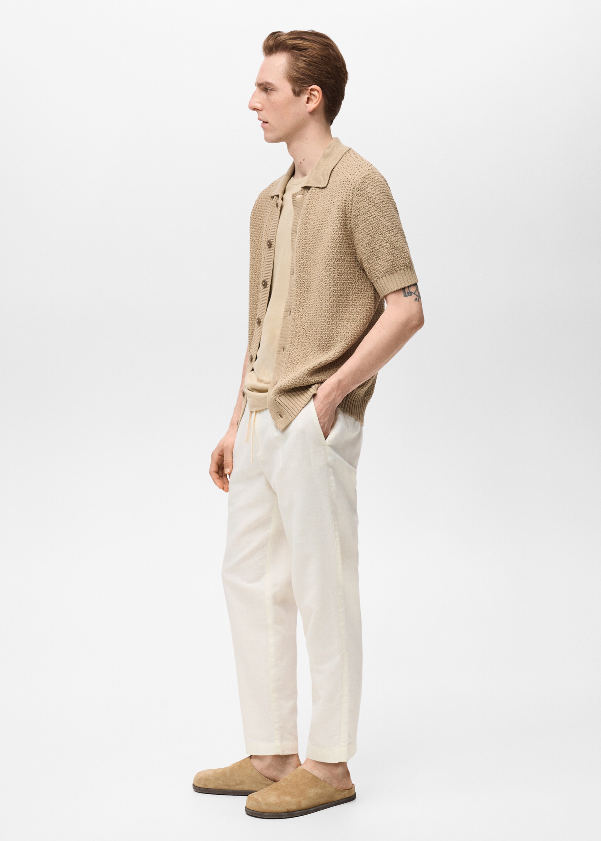 Льняные брюки slim fit со шнурком - Деталь изделия 2
