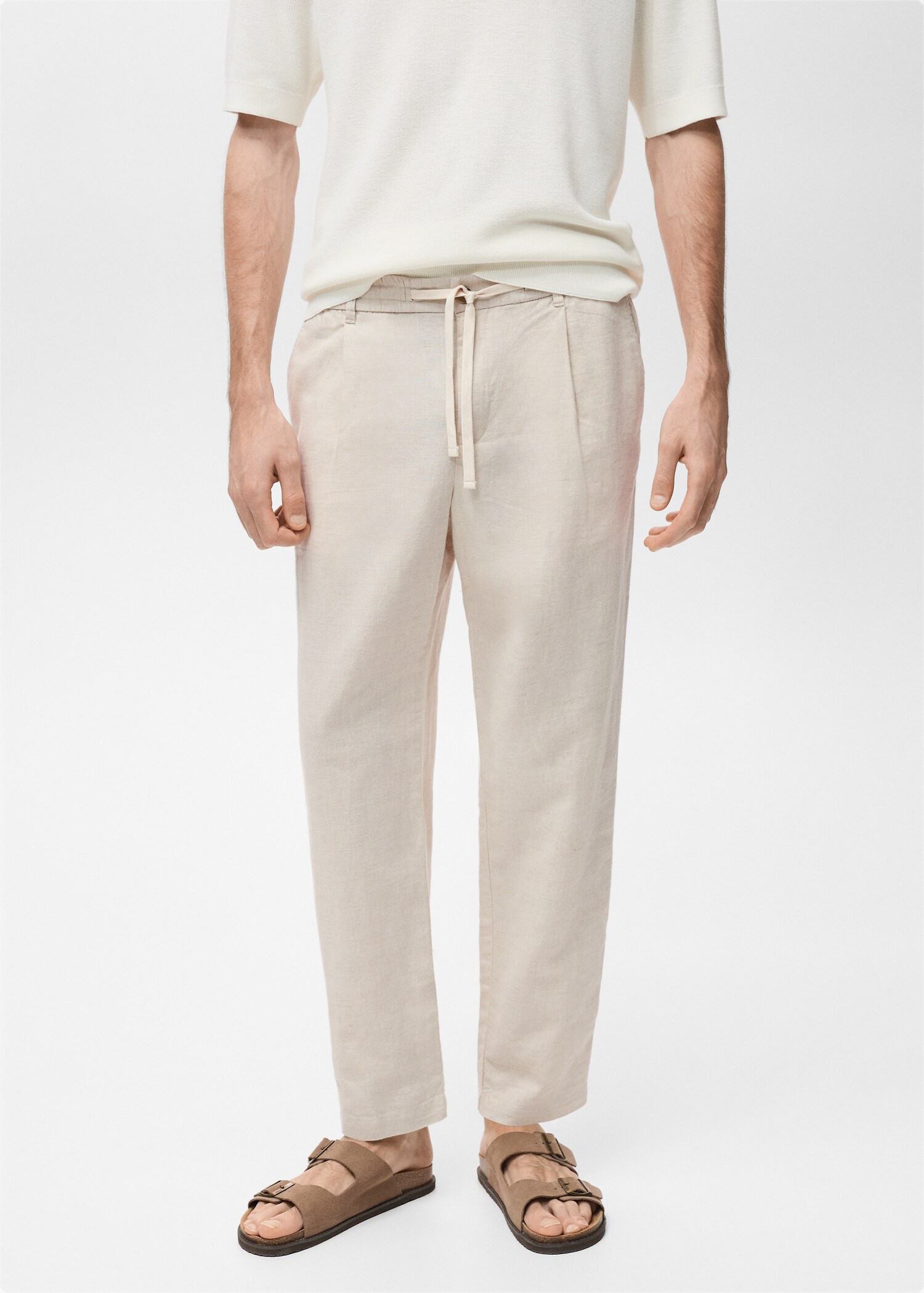 Slim-fit trousers with drawstring - Medium plane