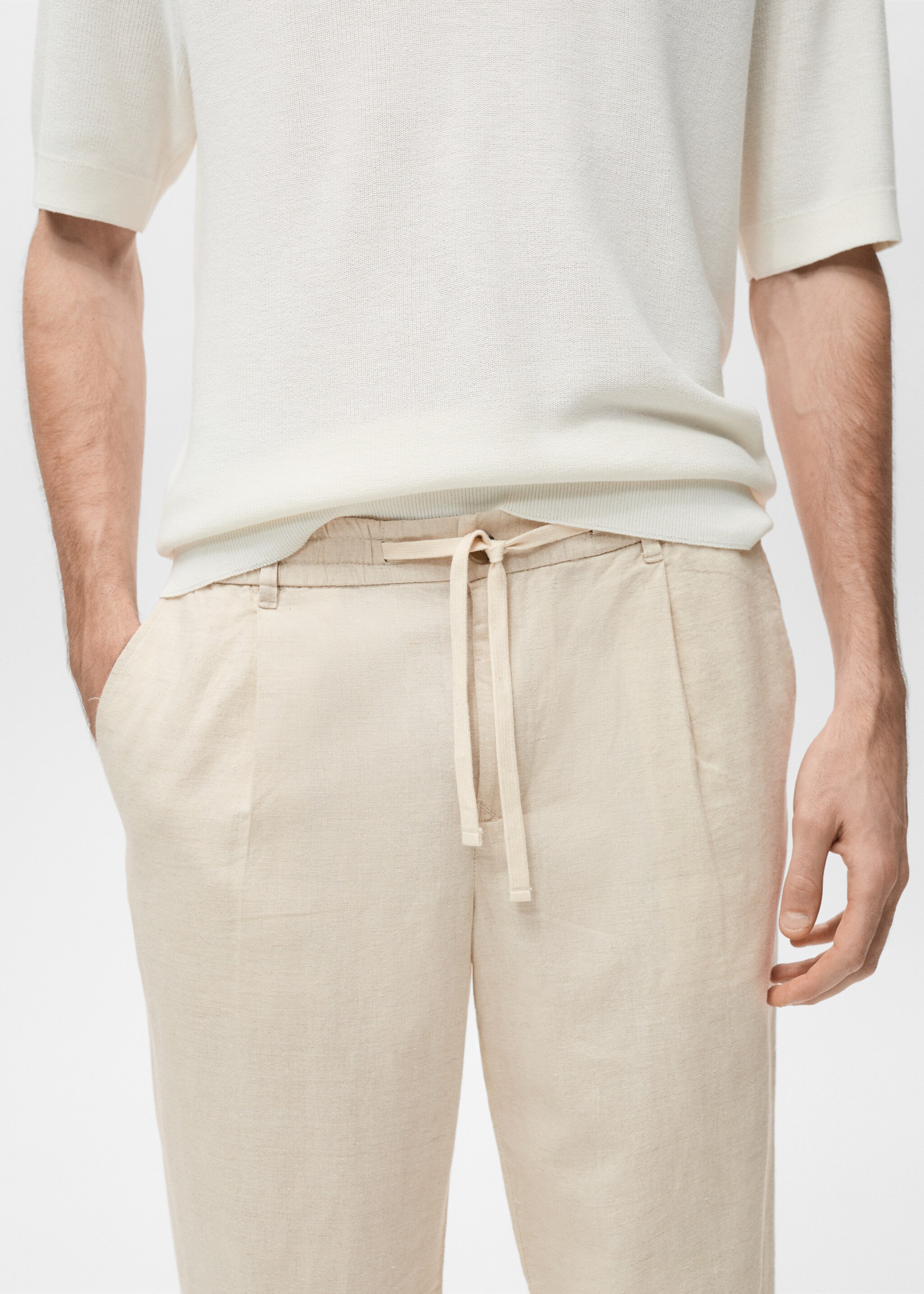 Slim-fit trousers with drawstring - Details of the article 1