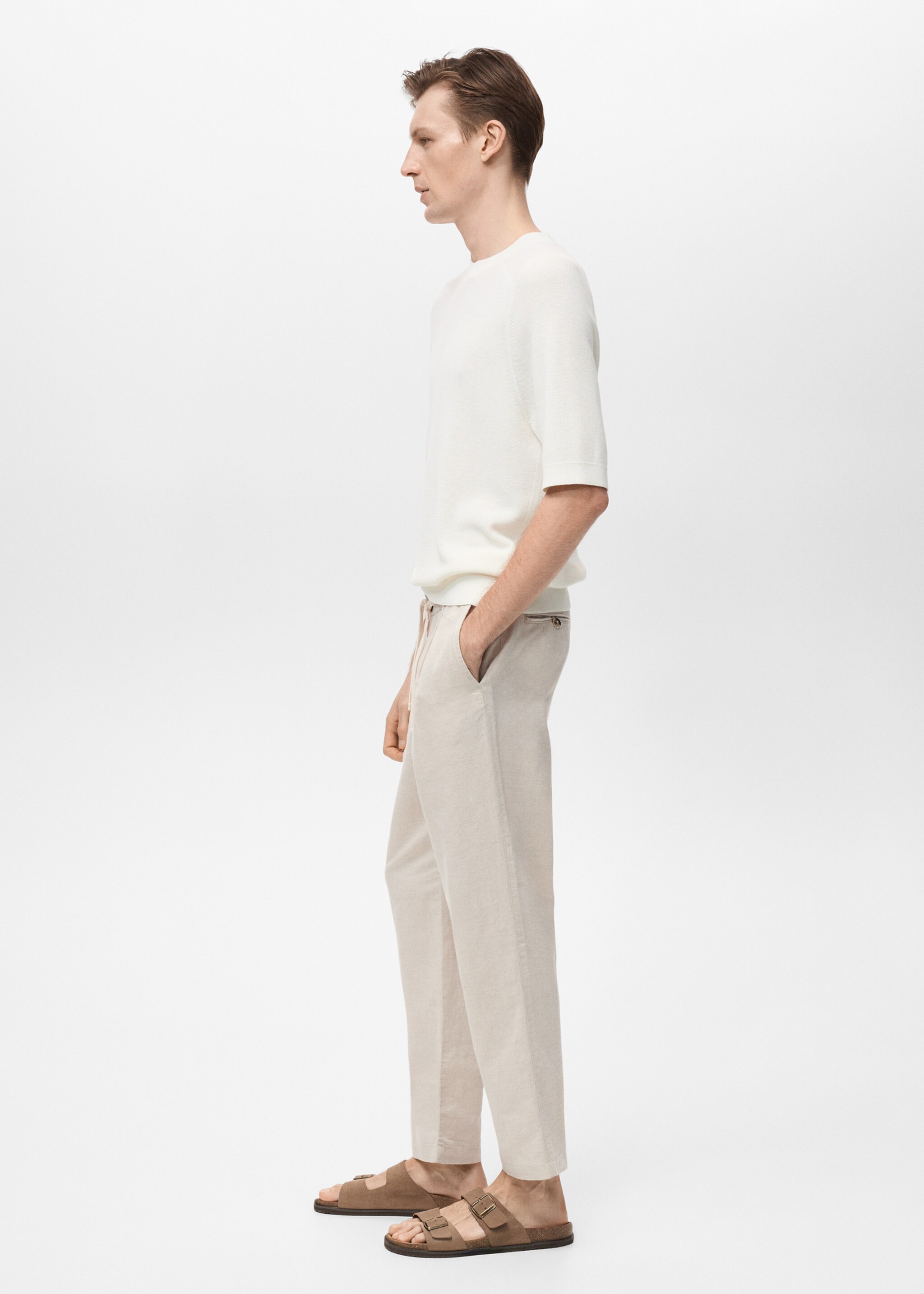 Льняные брюки slim fit со шнурком - Деталь изделия 2