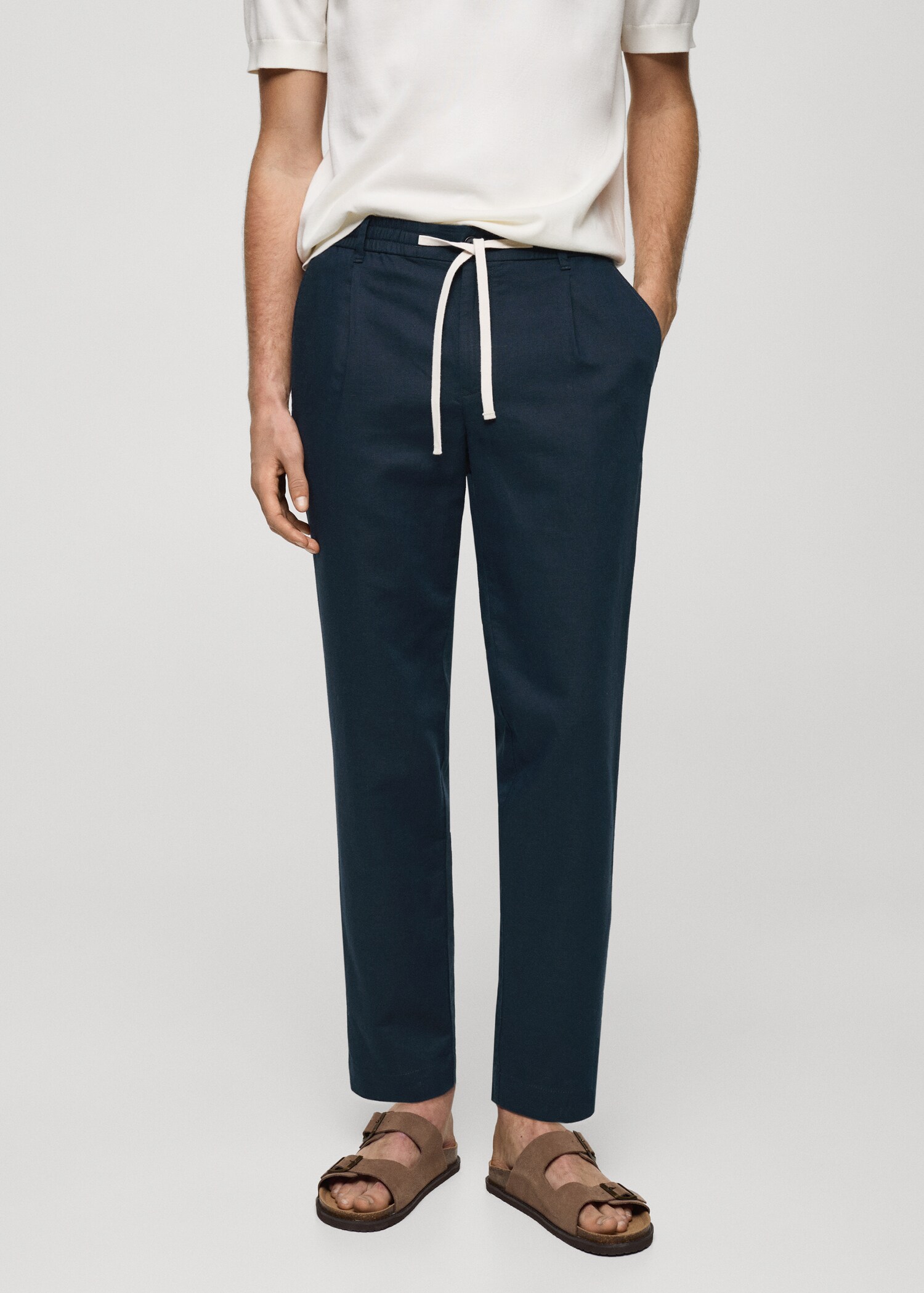 Slim-fit trousers with drawstring - Medium plane