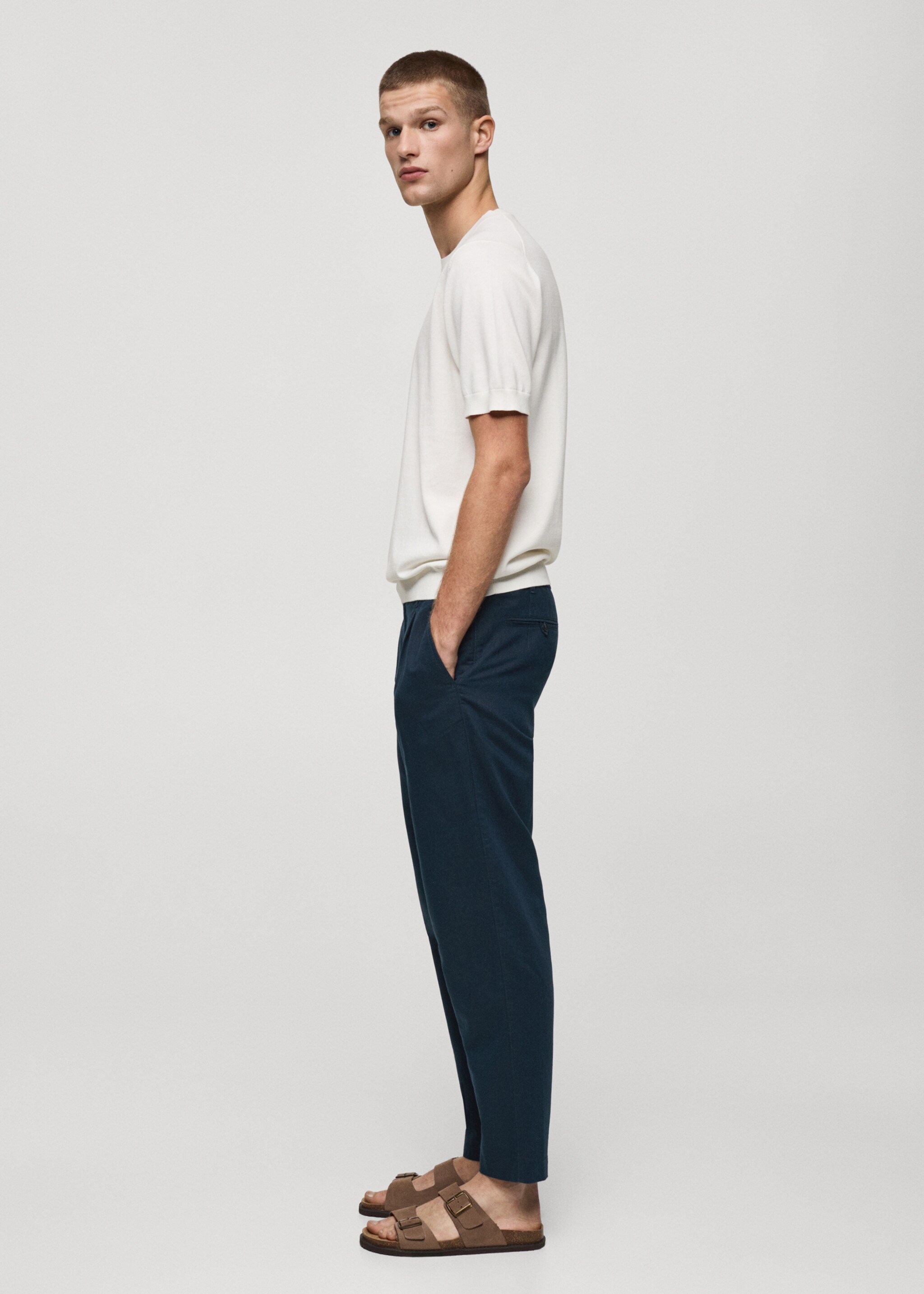 Льняные брюки slim fit со шнурком - Деталь изделия 2