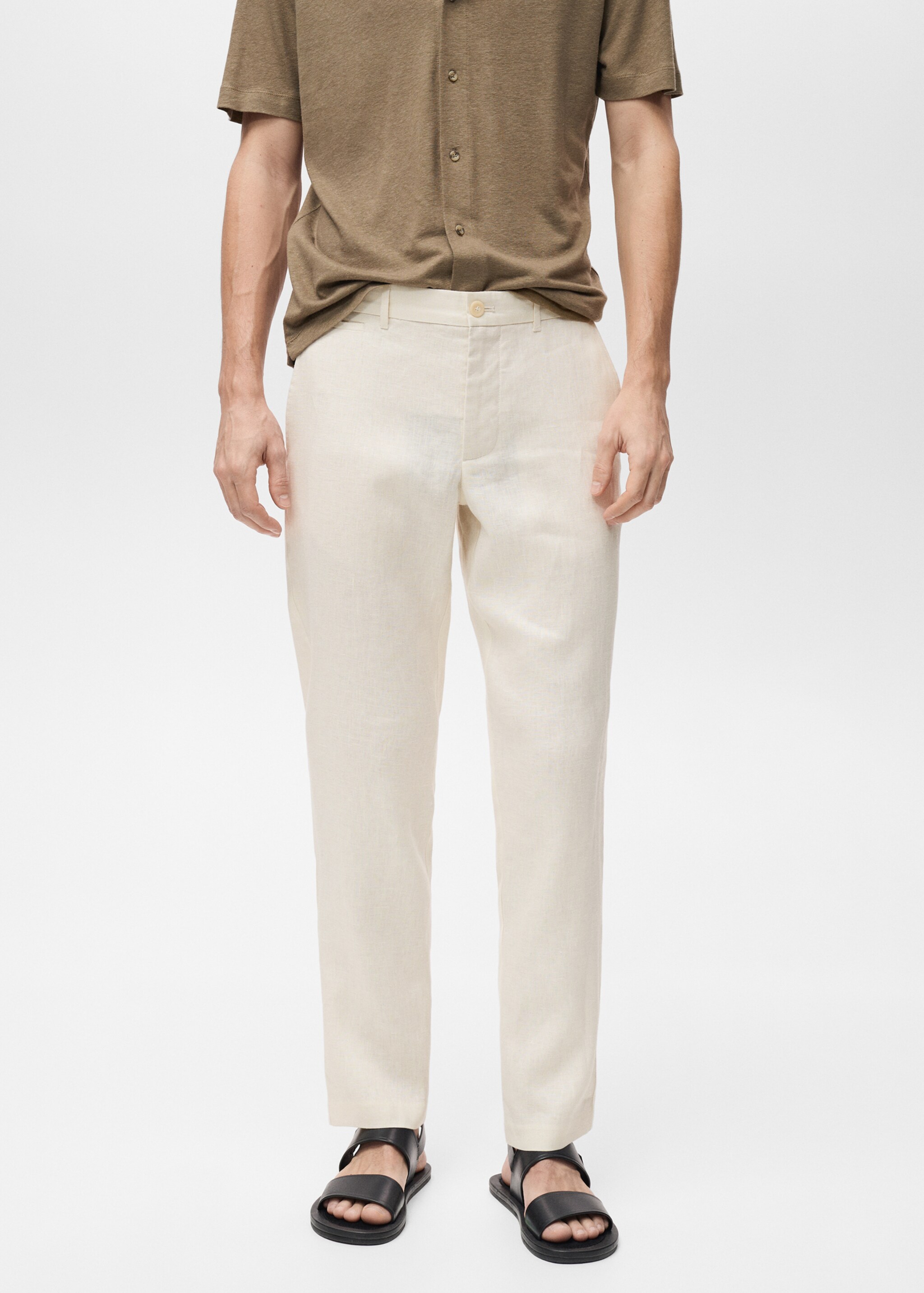 Slim-fit 100% linen trousers - Medium plane